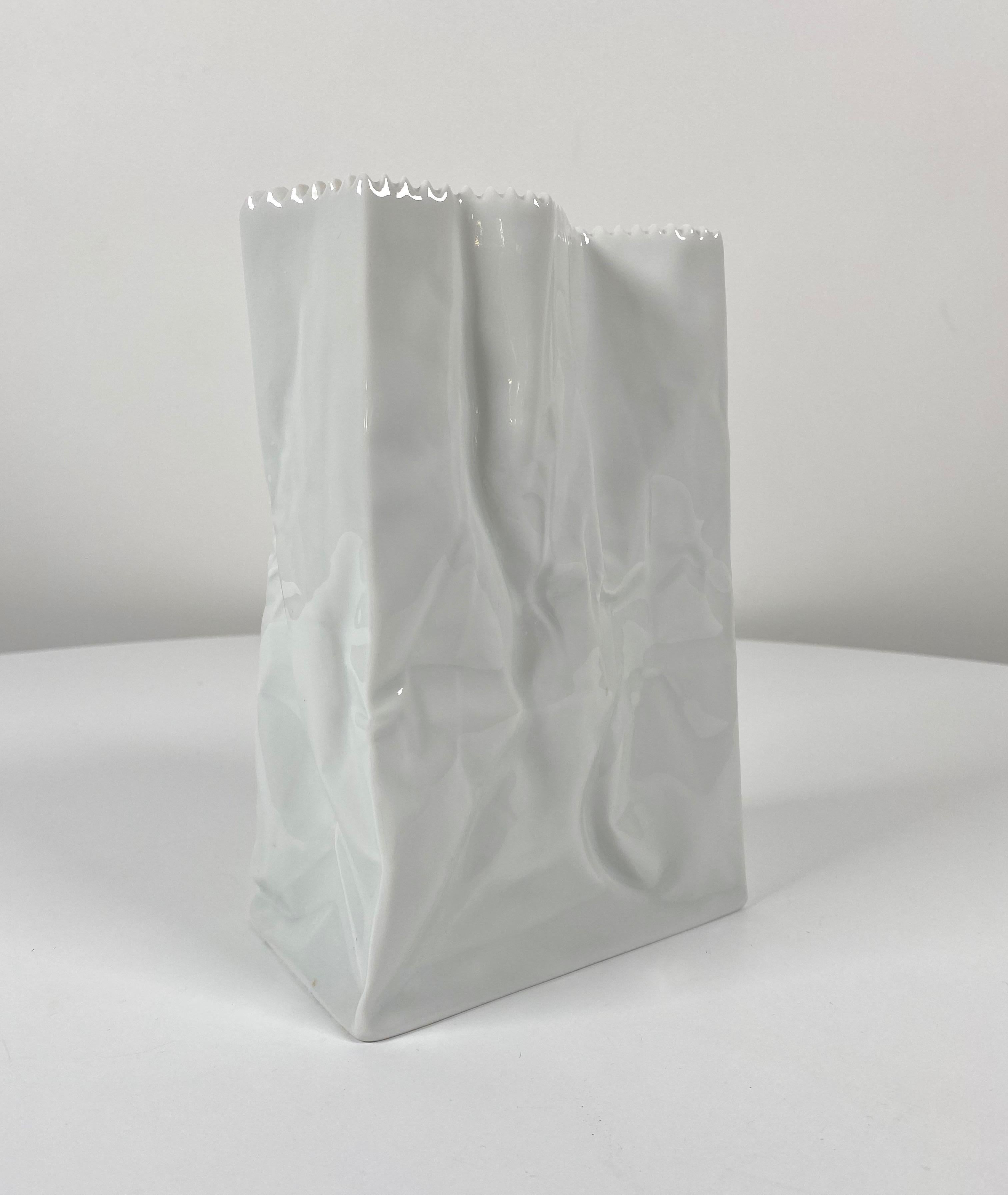 Mid-Century Modern Tapio Wirkkala Ceramic Paper Bag Vase for Rosenthal