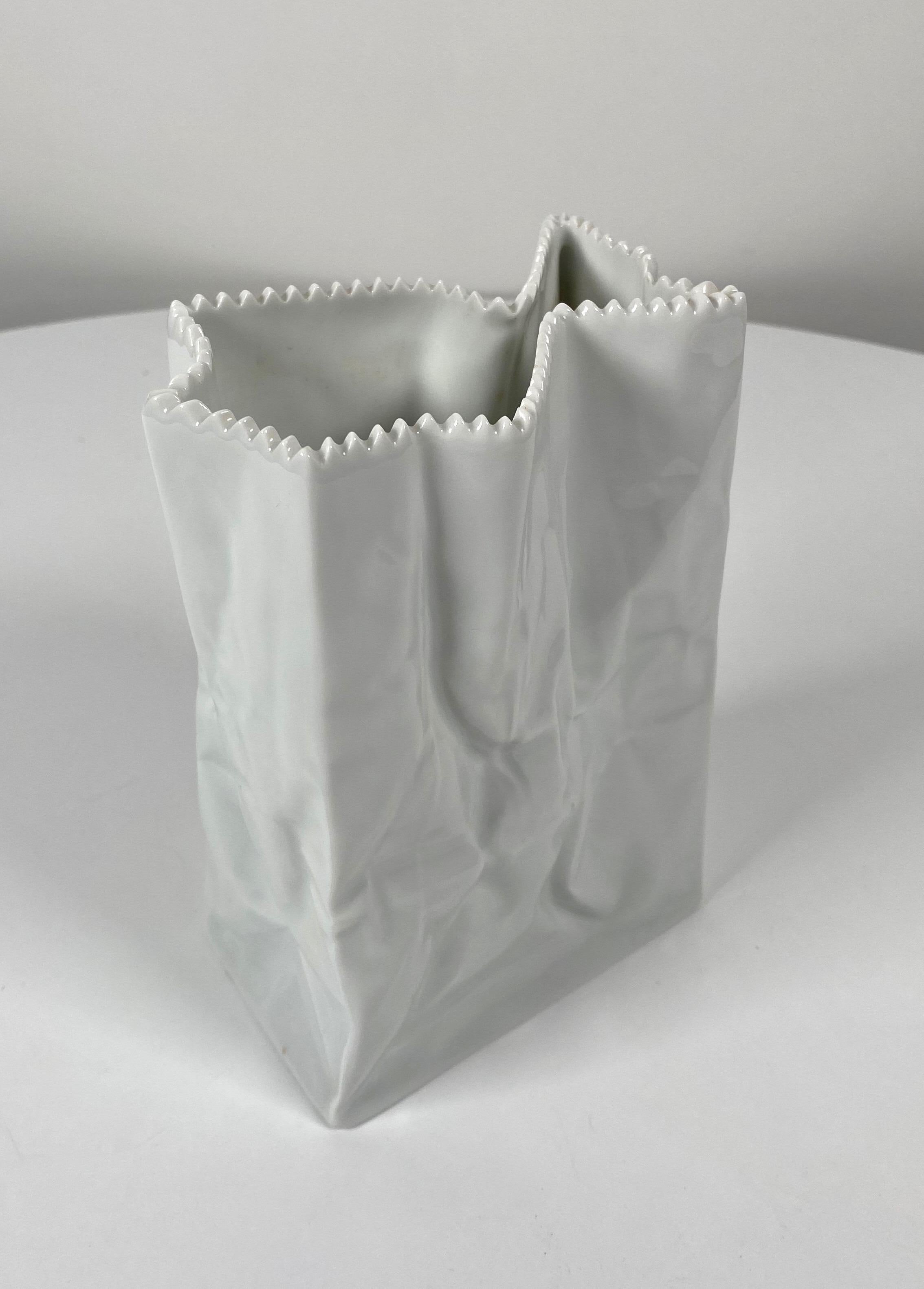 German Tapio Wirkkala Ceramic Paper Bag Vase for Rosenthal