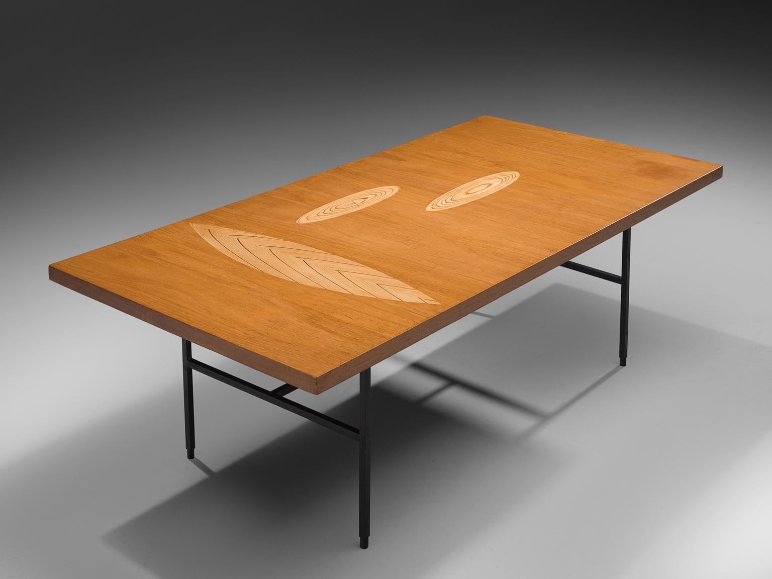 Tapio Wirkkala for Asko, cocktail table in Birchwood and metal, Finland, 1960s.

Coffee table with wooden inlay ornaments designed by Tapio Wirkala. The table is produced by Asko. This coffee table is one of Wirkkala's iconic furniture designs.