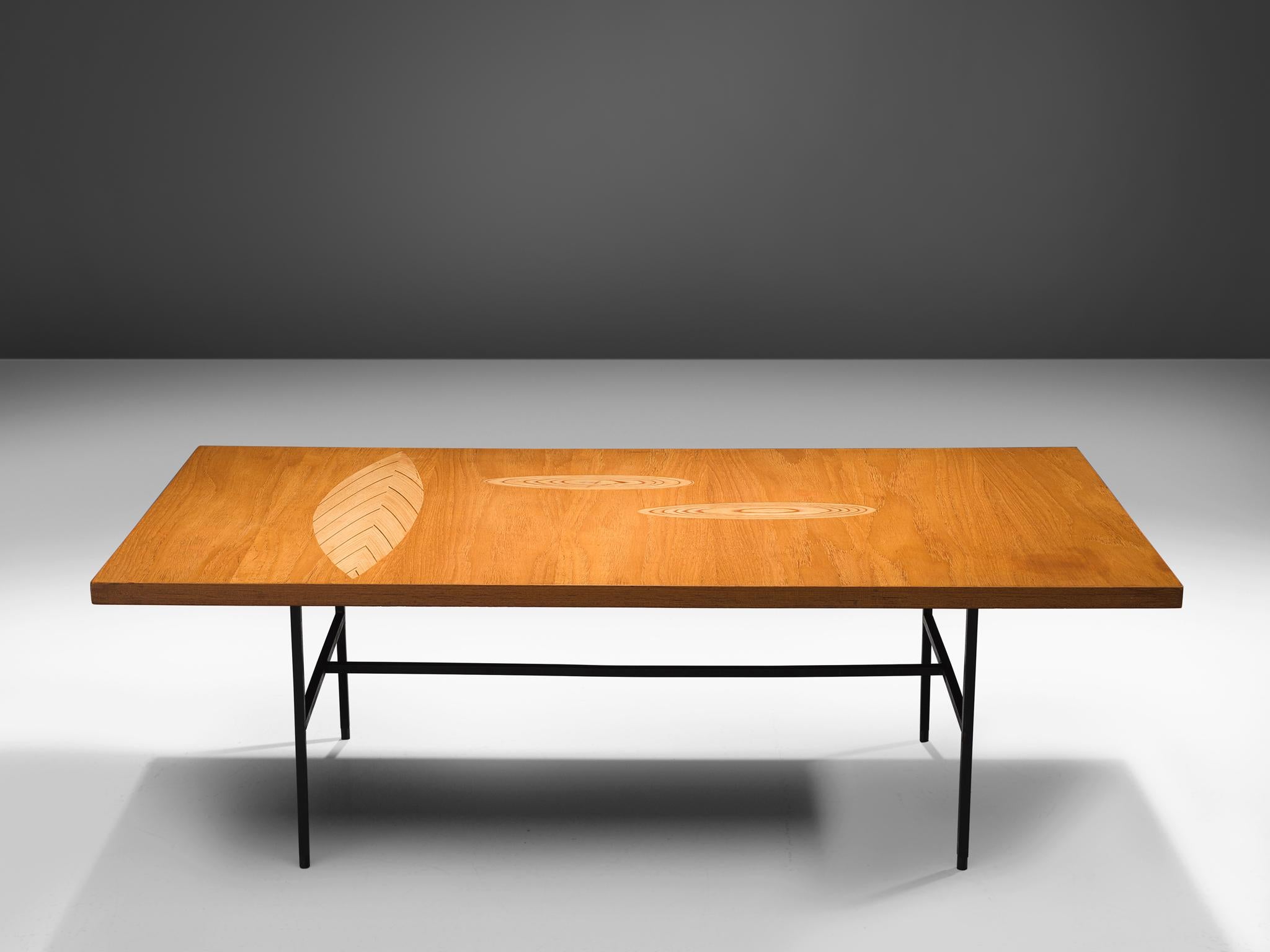 Scandinavian Modern Tapio Wirkkala Coffee Table in Birch with Inlayed Top