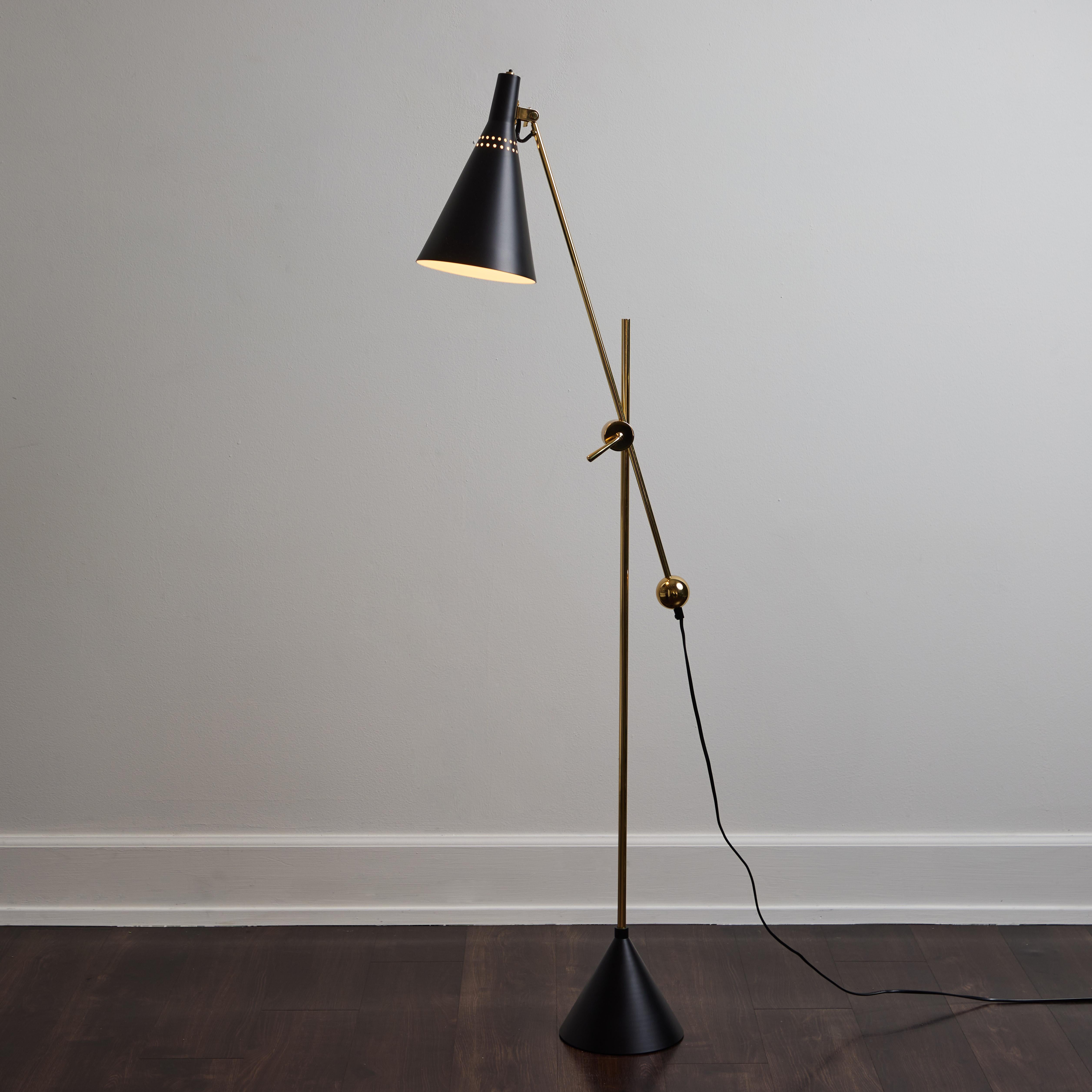 Finnish Tapio Wirkkala 'Crane' Articulating Floor Lamp in Black for Innolux Oy For Sale