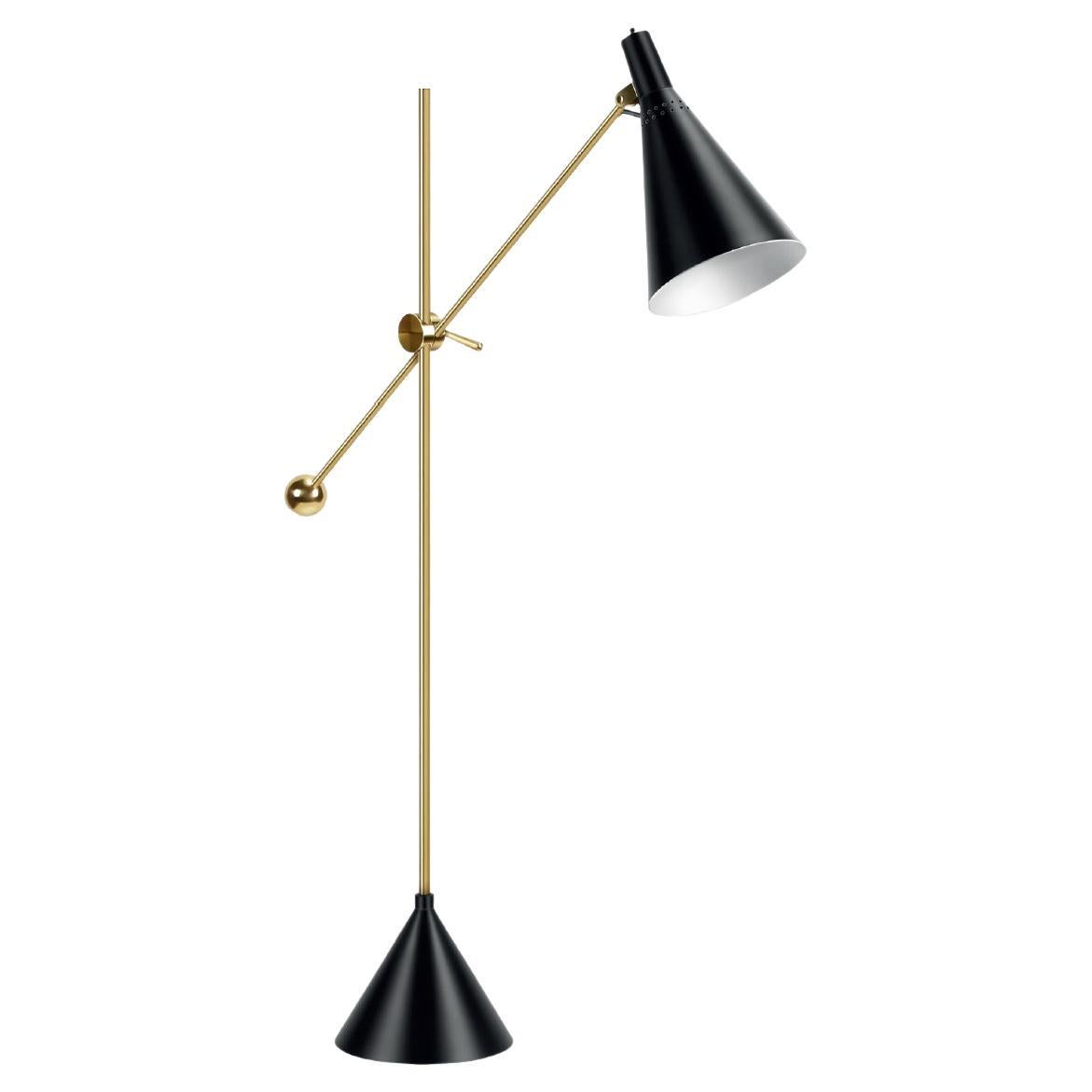 Tapio Wirkkala 'Crane' Articulating Floor Lamp in Black for Innolux Oy For Sale