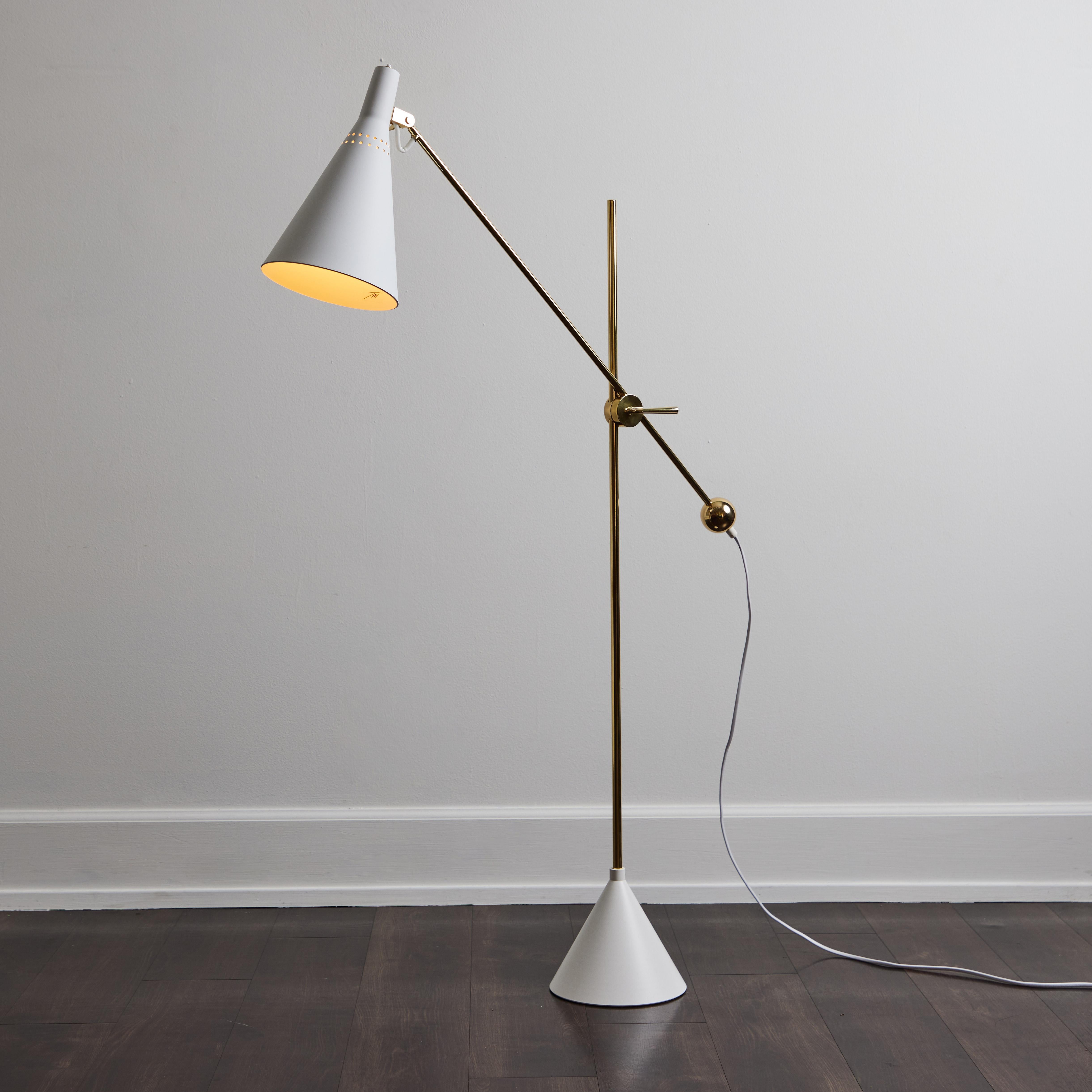 Aluminum Tapio Wirkkala 'Crane' Articulating Floor Lamp in White for Innolux Oy For Sale