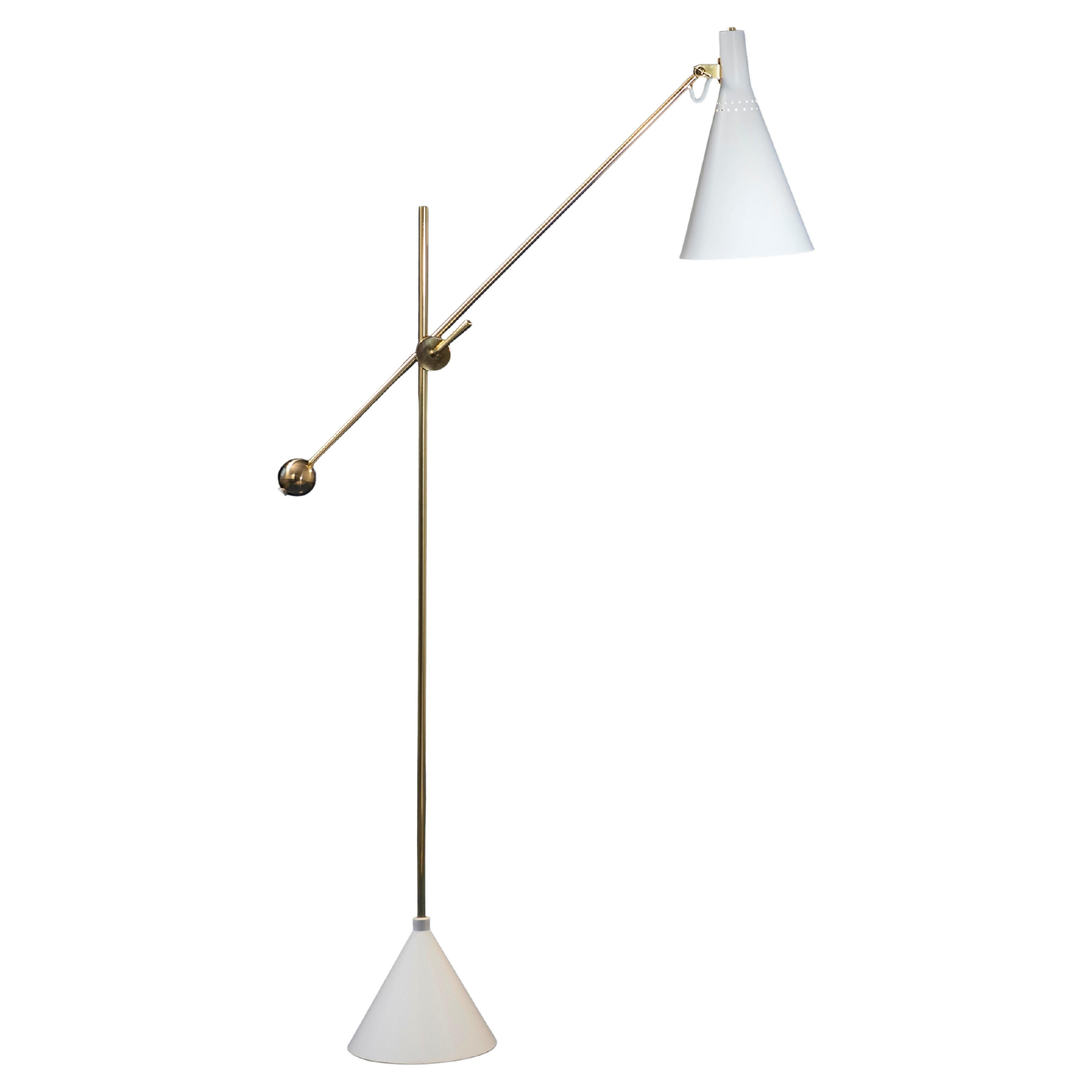 Tapio Wirkkala 'Crane' Articulating Floor Lamp in White for Innolux Oy For Sale