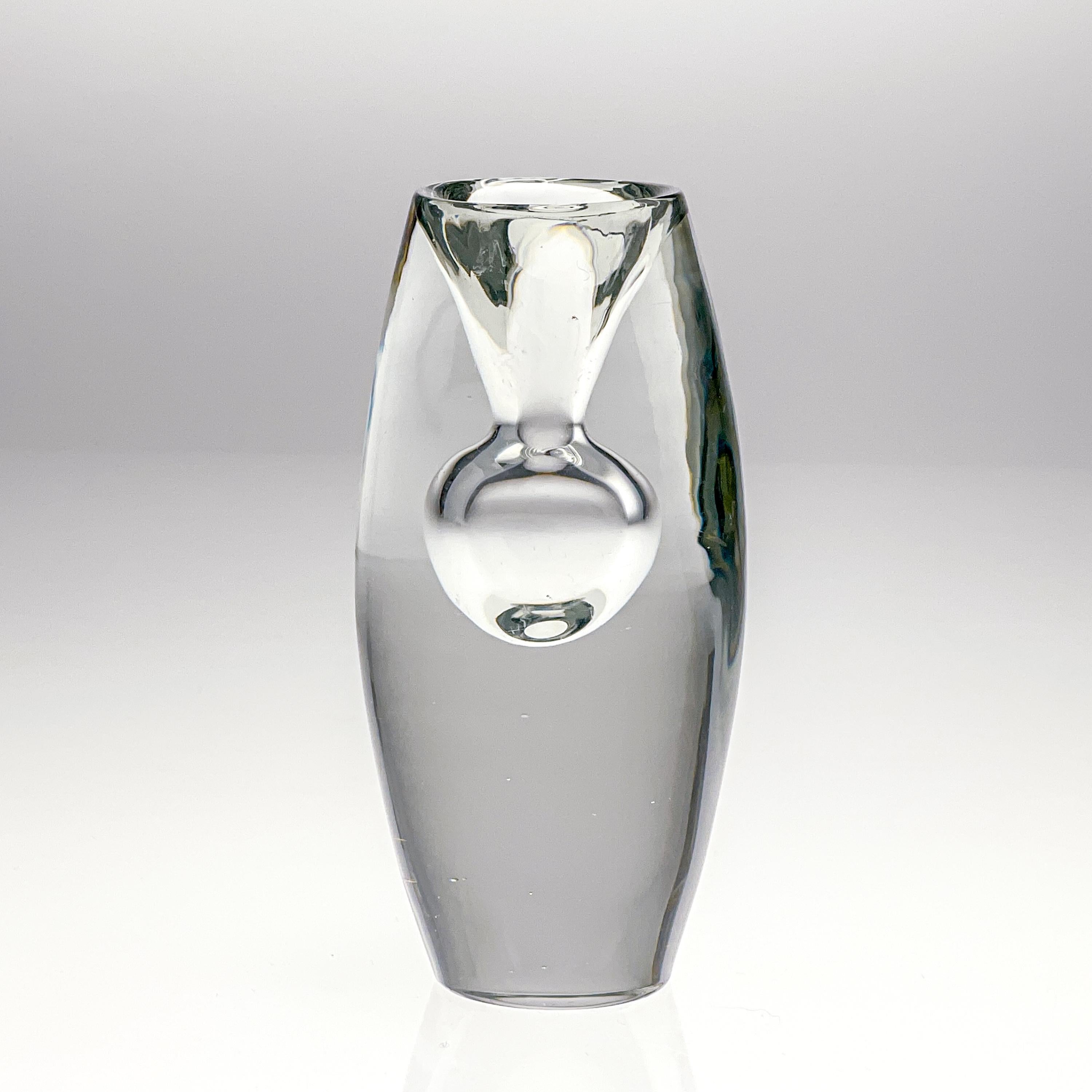 Finnish Scandinavian Modern Tapio Wirkkala Clear Crystal Art-Object Tokio Handblown 1954