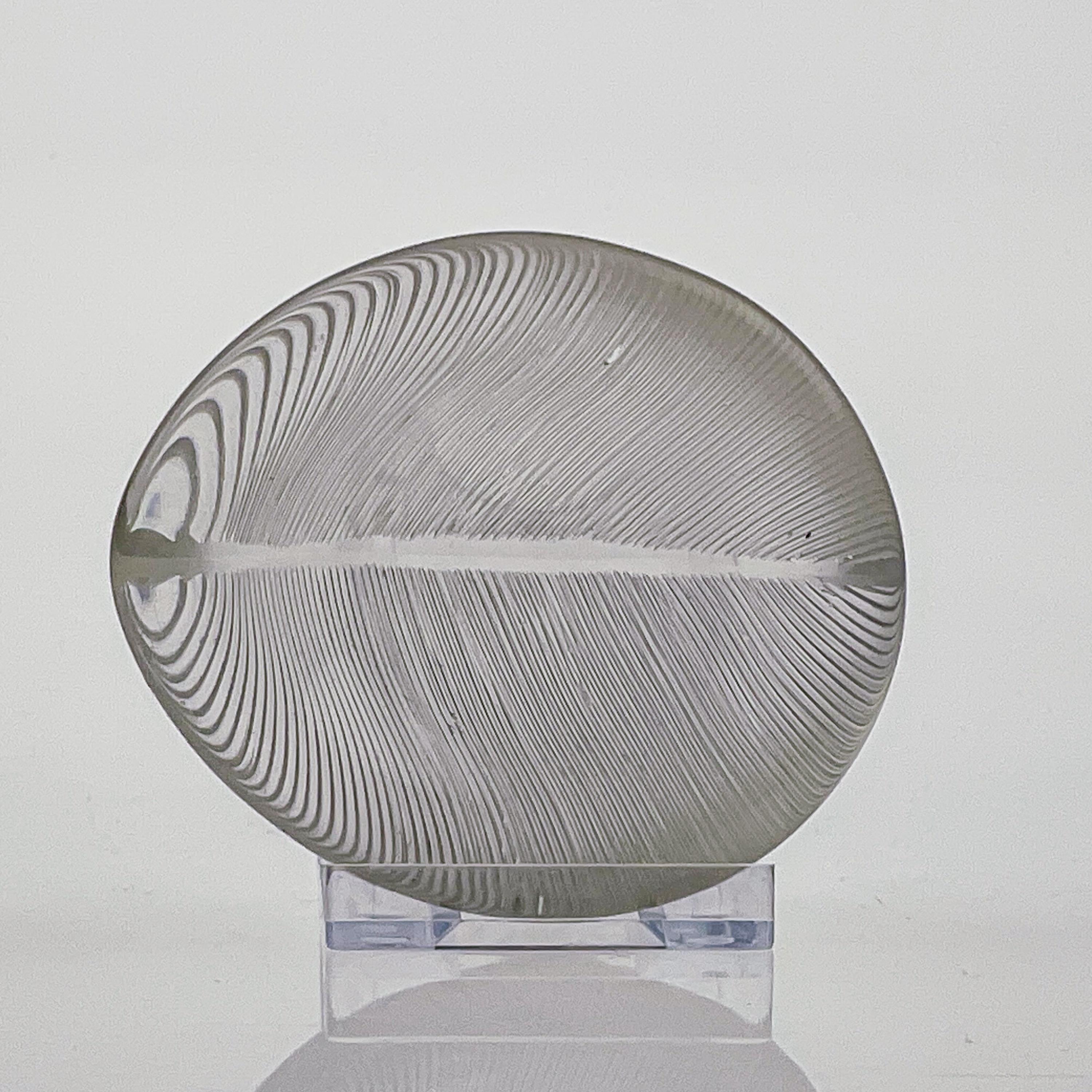 Scandinavian Modern Tapio Wirkkala Combed Crystal Art object Leaf set Handblown  For Sale 7