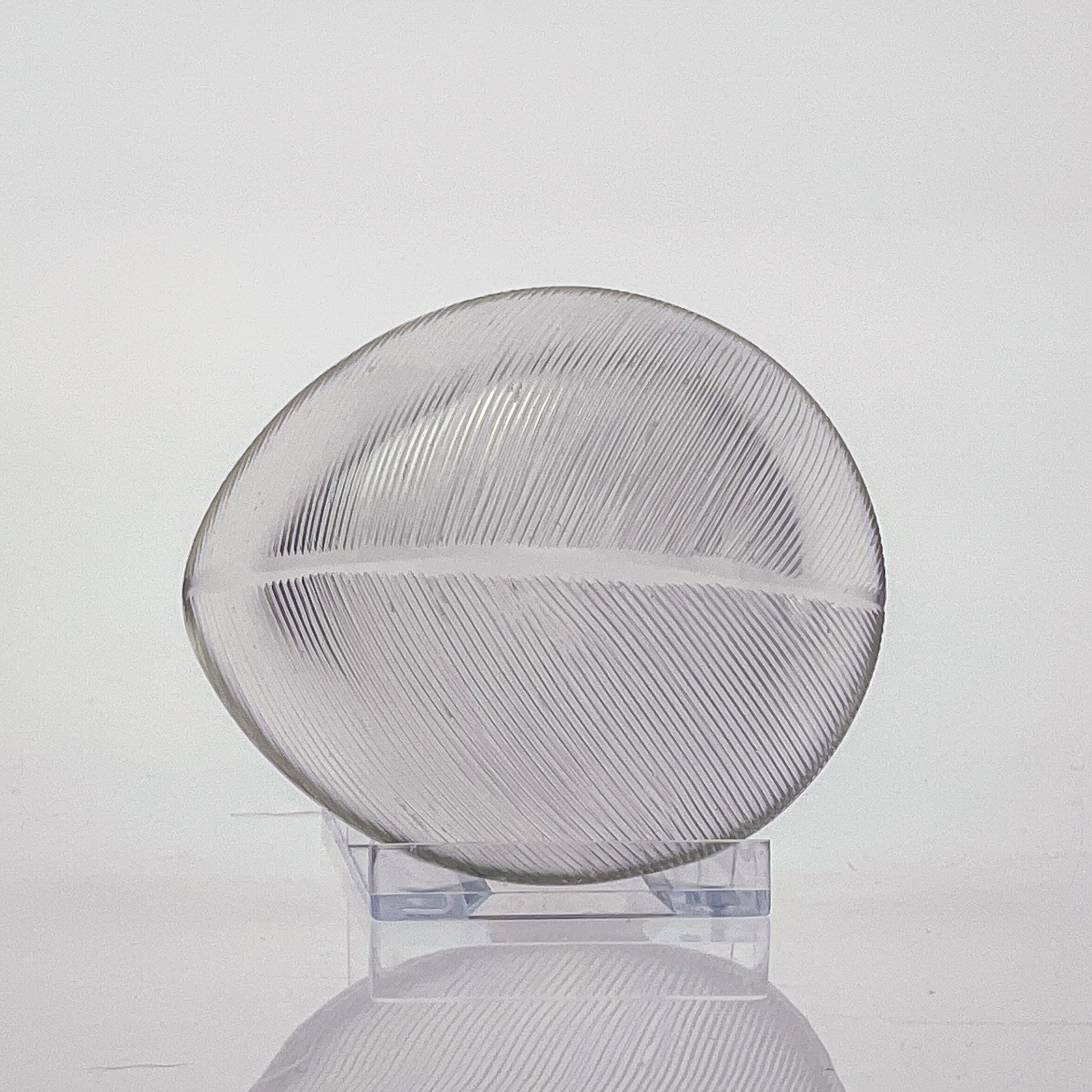 Scandinavian Modern Tapio Wirkkala Combed Crystal Art object Leaf set Handblown  For Sale 8