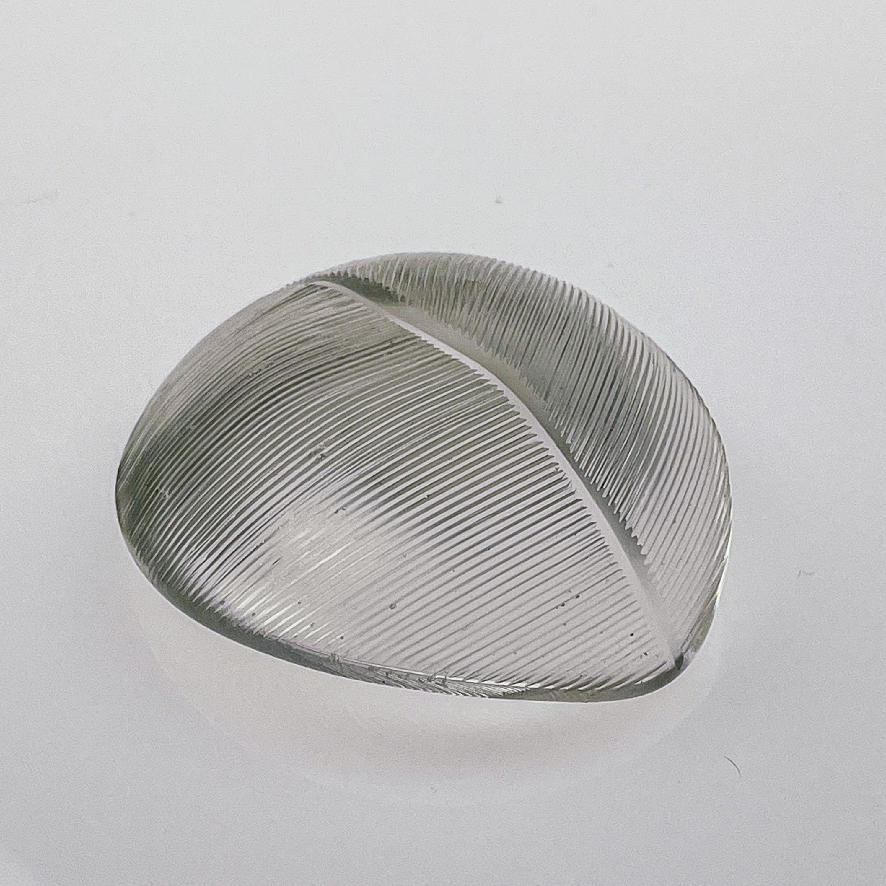Scandinavian Modern Tapio Wirkkala Combed Crystal Art object Leaf set Handblown For Sale 9