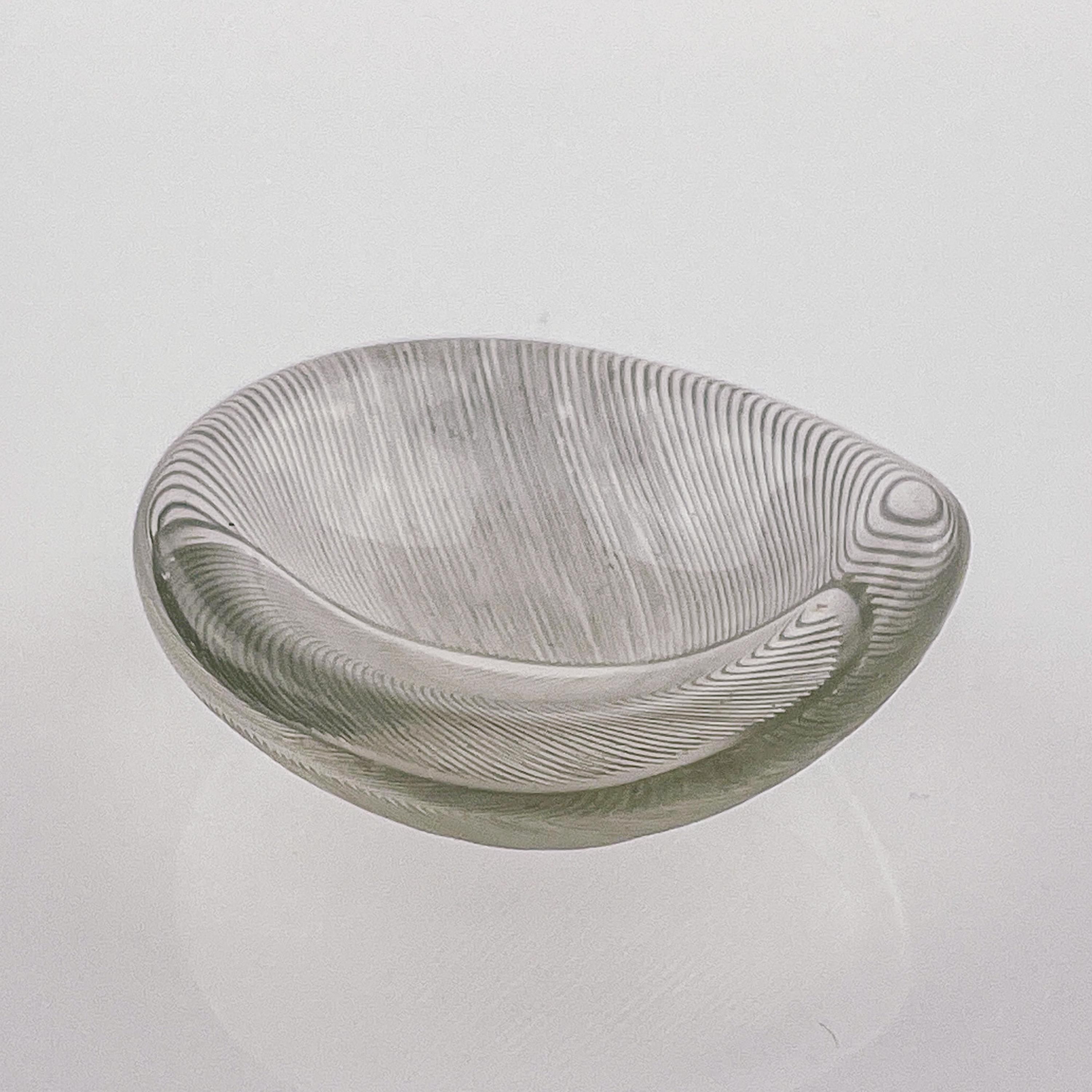Scandinavian Modern Tapio Wirkkala Combed Crystal Art object Leaf set Handblown  For Sale 10