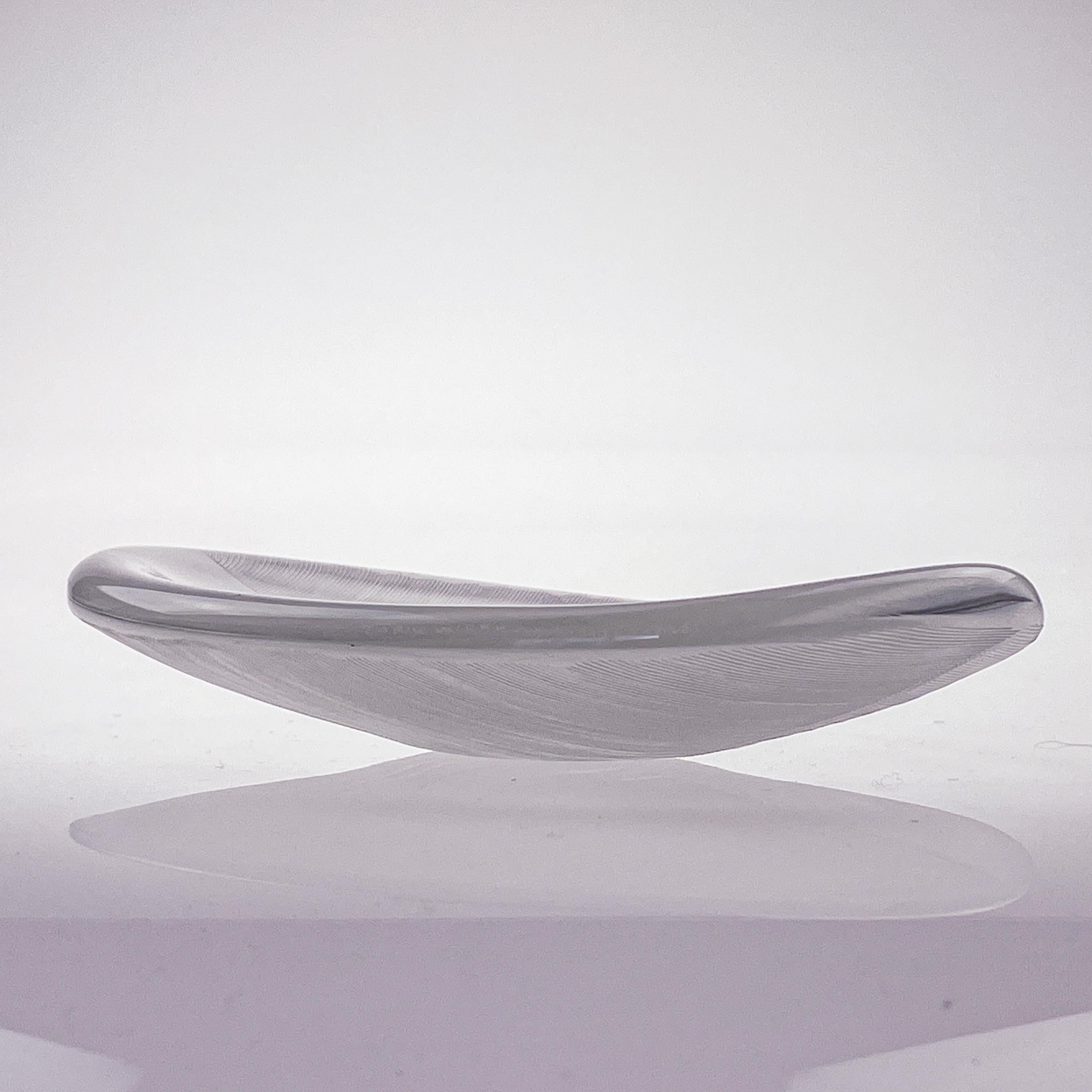 Scandinavian Modern Tapio Wirkkala Combed Crystal Art object Leaf set Handblown  For Sale 2