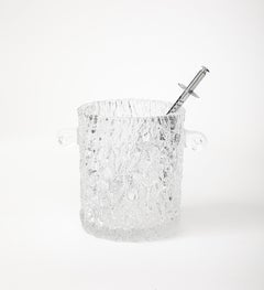 Tapio Wirkkala Crystal Ice Bucket with Tongs, Finland, 1950's