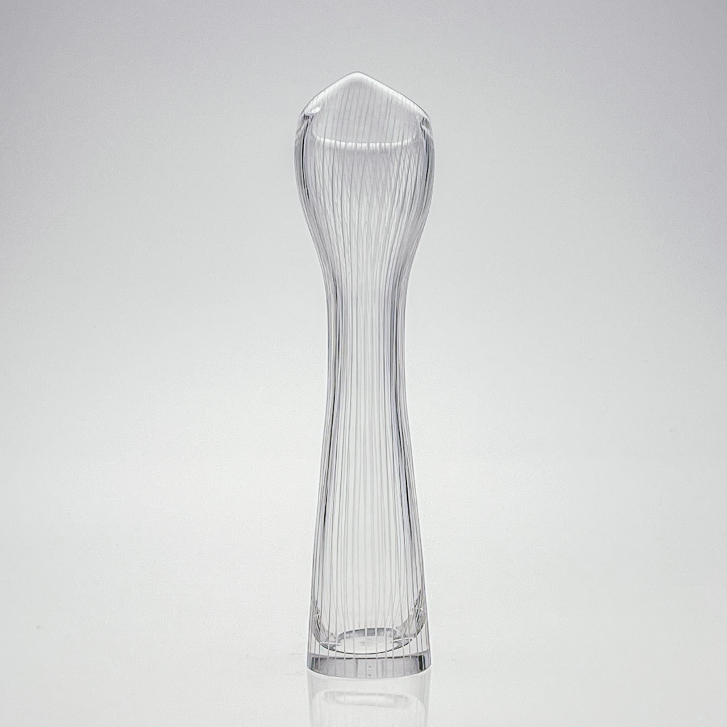Other Scsndinavian Modern Tapio Wirkkala Crystal Line Cut Art Vase Handblown 1957 For Sale