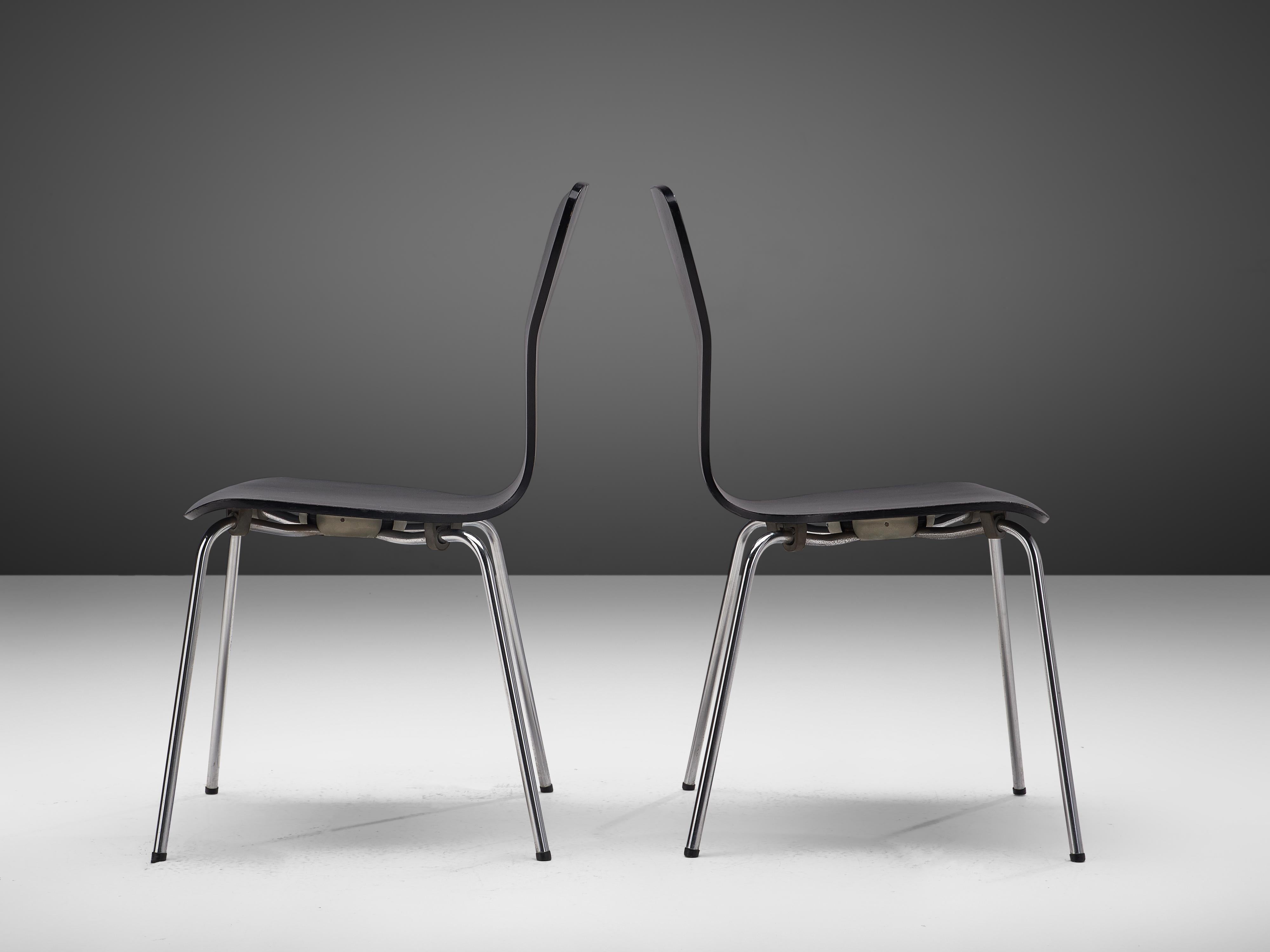 Lacquered Tapio Wirkkala Dining Chairs 'Nikke' with Metal Frames For Sale