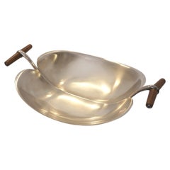 Plato Tapio Wirkkala TW 58 de plata de ley y asas de teca, Kultakeskus 1966