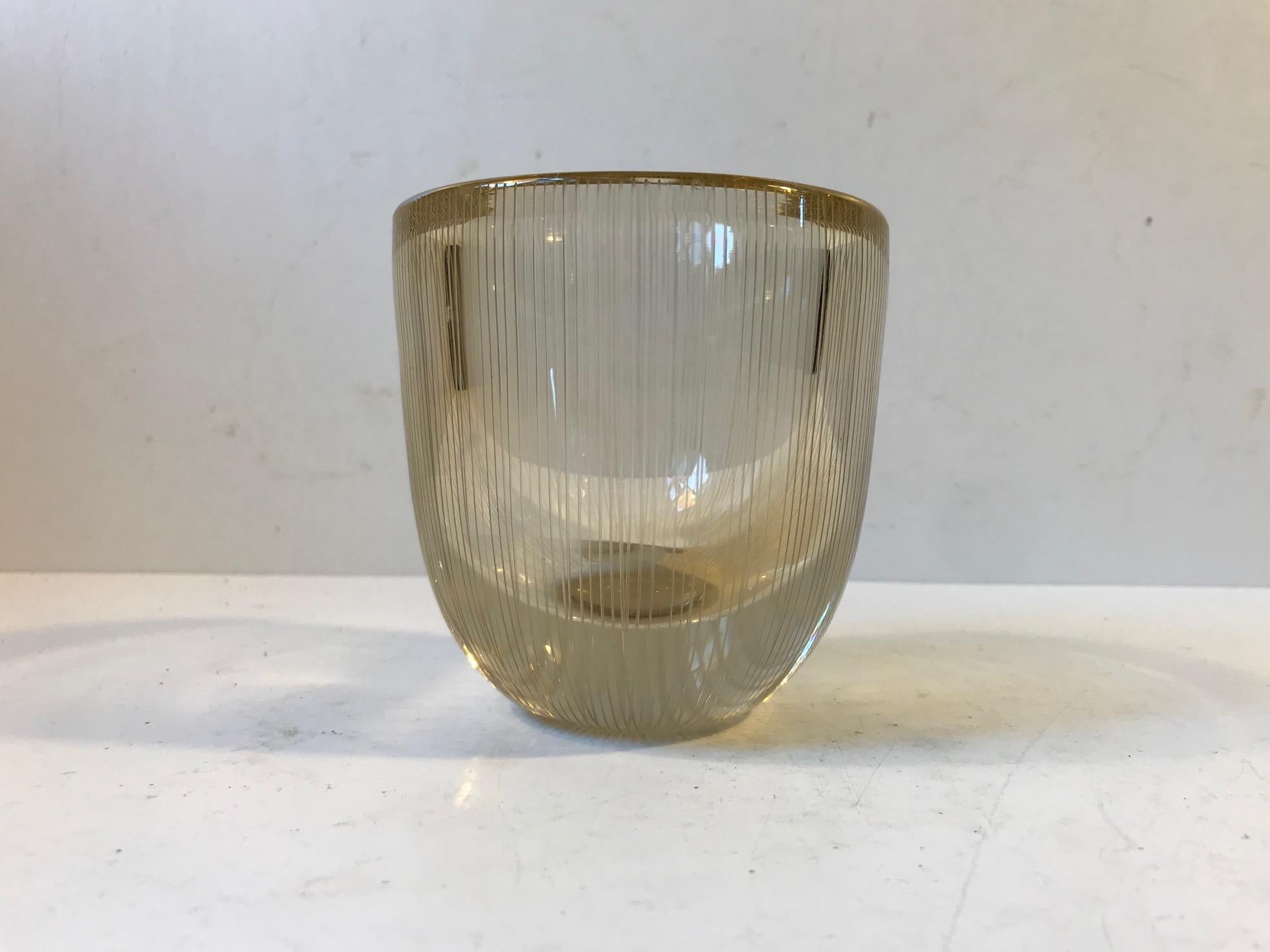 Scandinavian Tapio Wirkkala Engraved Glass Vase, Finland, 1960s For Sale