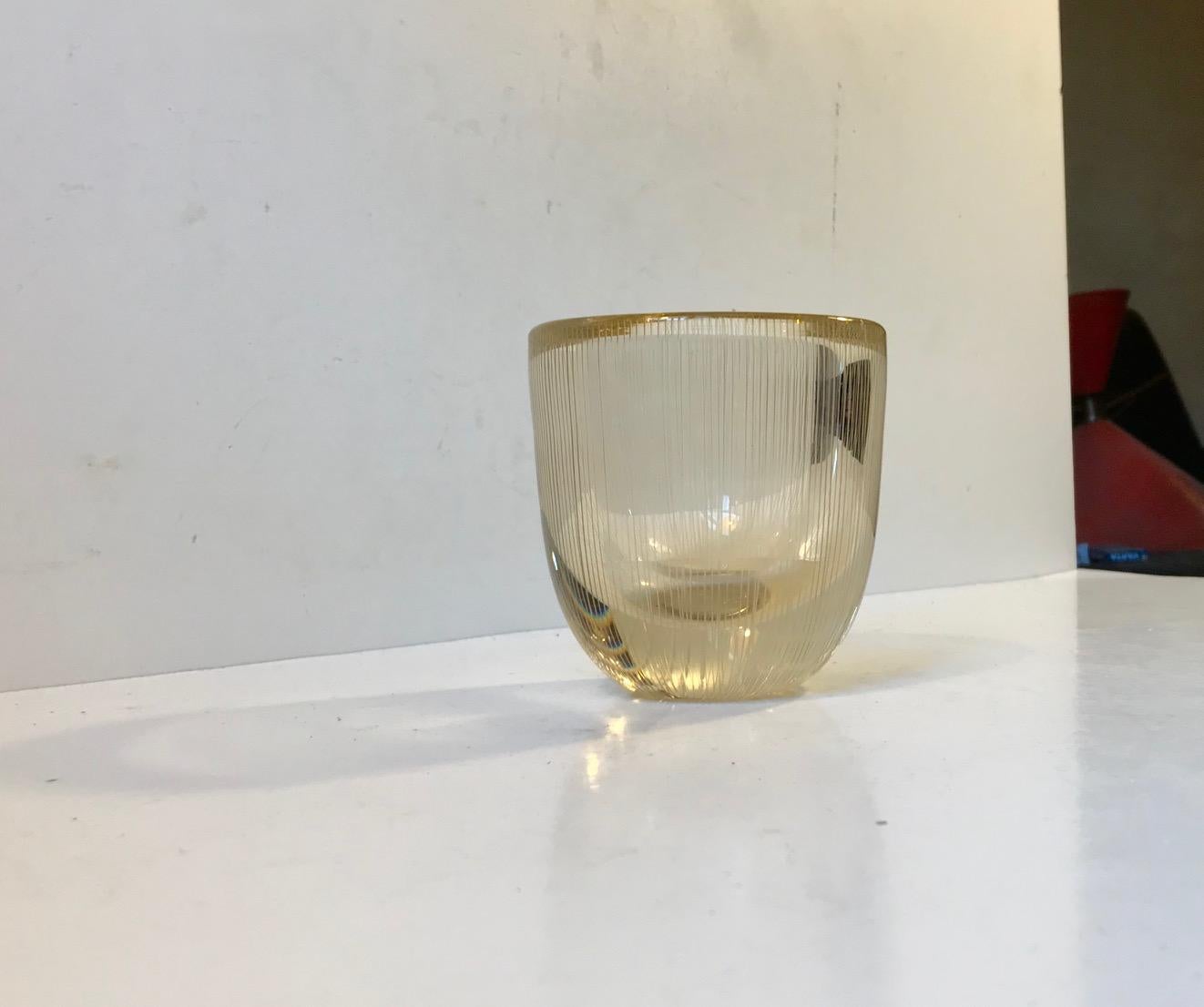 Art Glass Tapio Wirkkala Engraved Glass Vase, Finland, 1960s For Sale