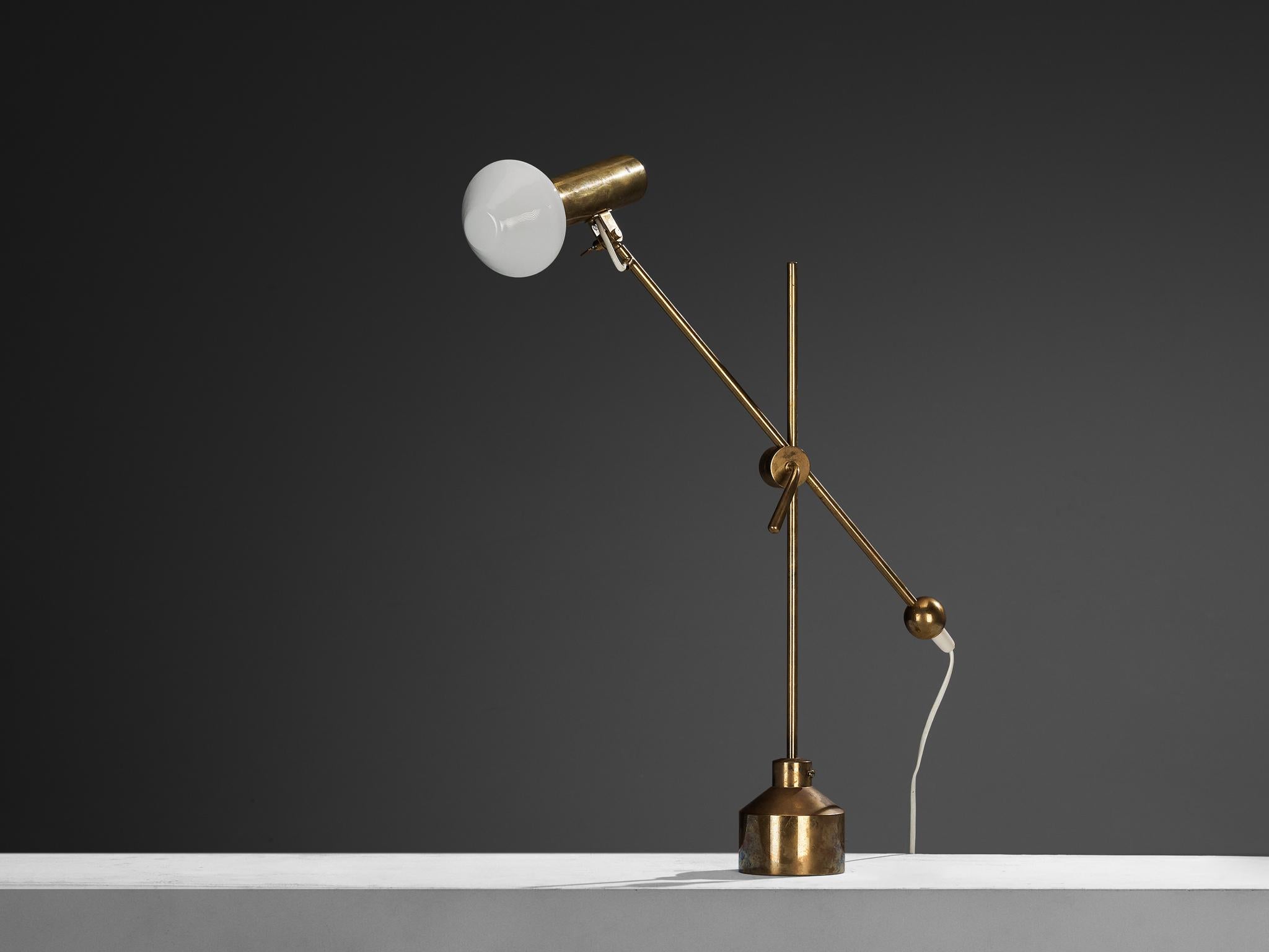 Tapio Wirkkala für Idman Seltene Schreibtischlampe aus Messing und Glas im Angebot 6