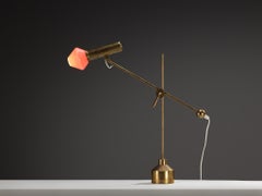 Tapio Wirkkala for Idman Rare Desk Lamp in Brass and Glass