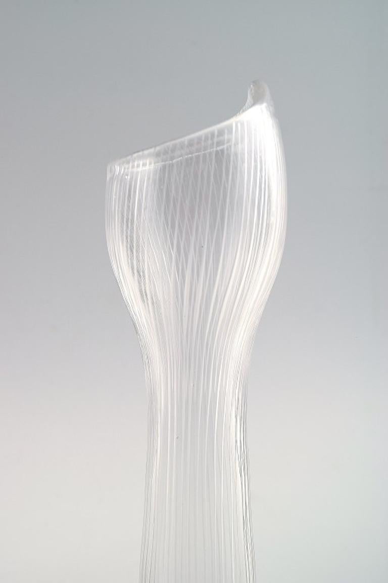 Scandinavian Modern Tapio Wirkkala for Iittala, Clear Art Glass Vase with Engraved Decoration, 1957 For Sale