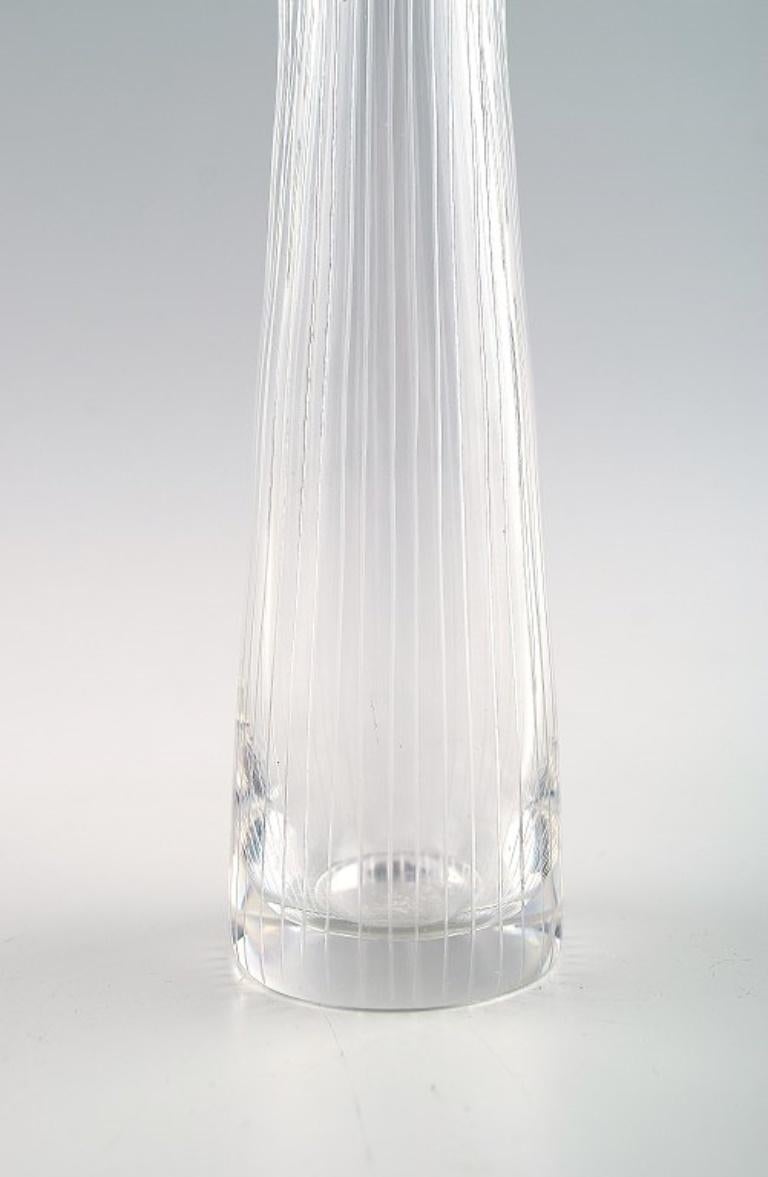 Finnish Tapio Wirkkala for Iittala, Clear Art Glass Vase with Engraved Decoration, 1957 For Sale