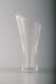 Tapio Wirkkala for Iittala, Clear Art Glass Vase with Engraved Decoration