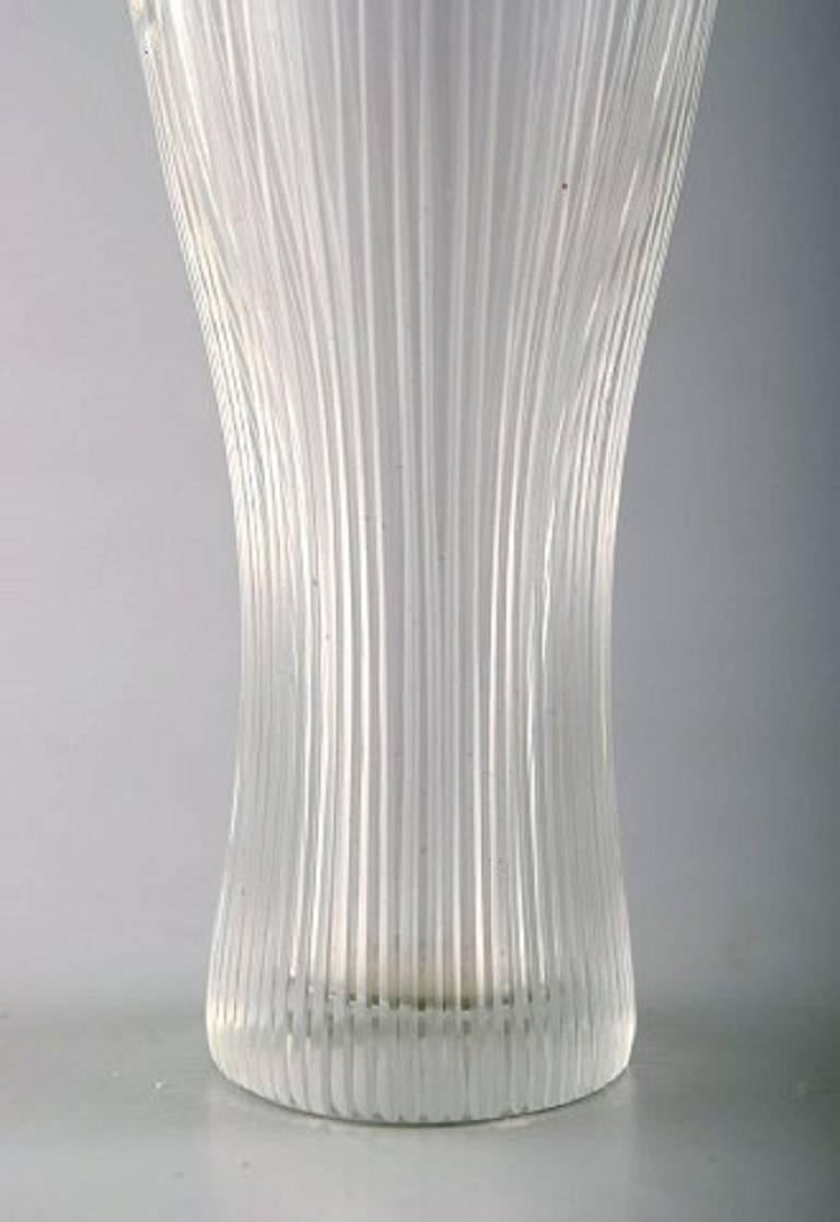 Finnish Tapio Wirkkala for Iittala, Clear Art Glass Vase with Engraved Decoration For Sale