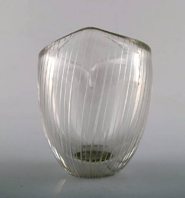 Scandinavian Modern Tapio Wirkkala for Iittala, Clear Glass Vase, Finland, circa 1960 For Sale