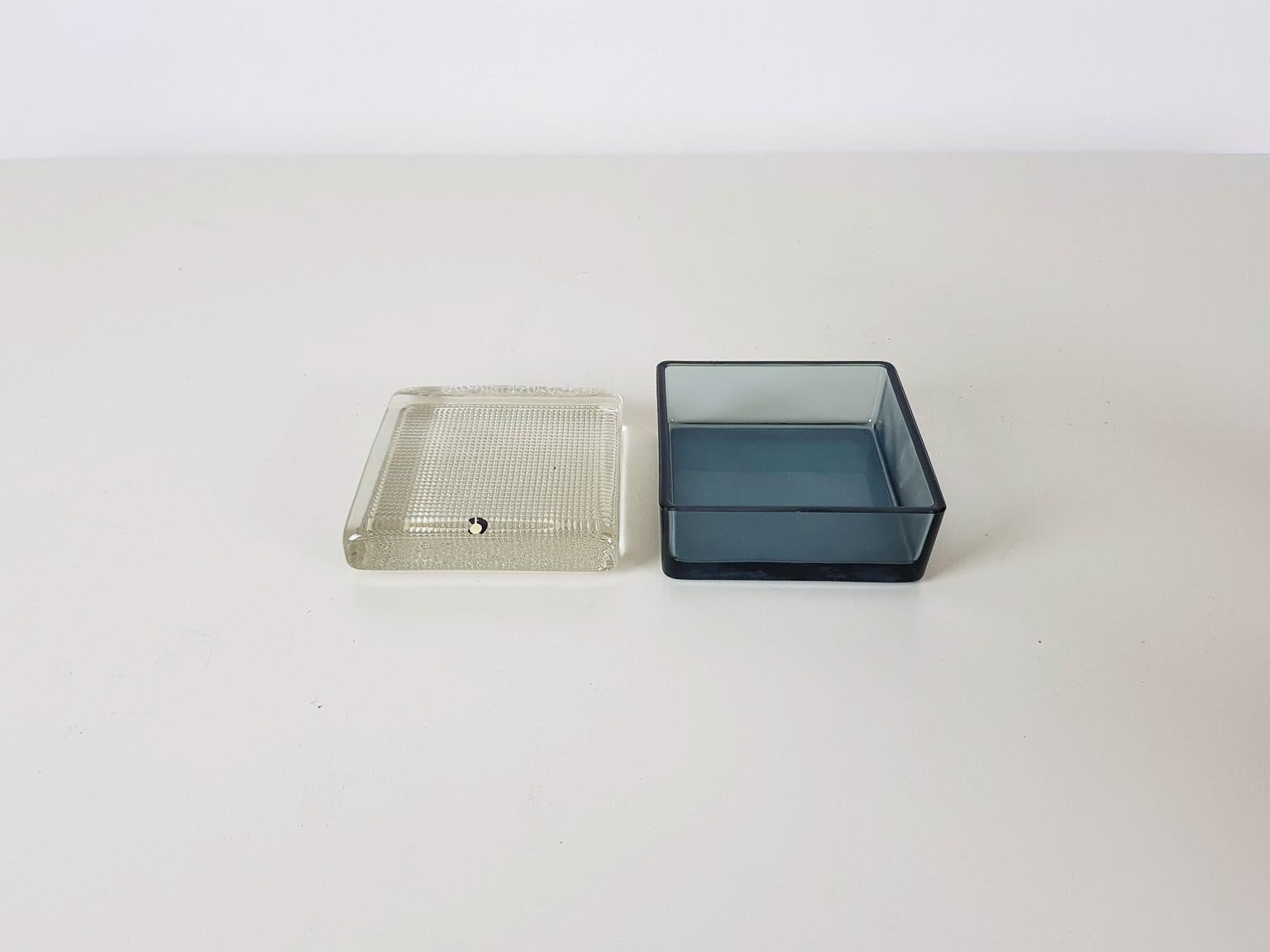 Mid-Century Modern Tapio Wirkkala for Iittala Glass Decorative Box, Scandinavian Art Glass Finland