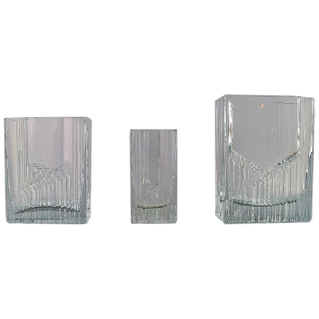 Tapio Wirkkala para Iittala, Tres jarrones de vidrio artístico, diseño finlandés años 60