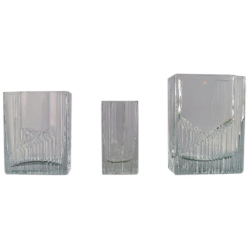 Trois vases en verre d'art Tapio Wirkkala pour Iittala, design finlandais, années 1960