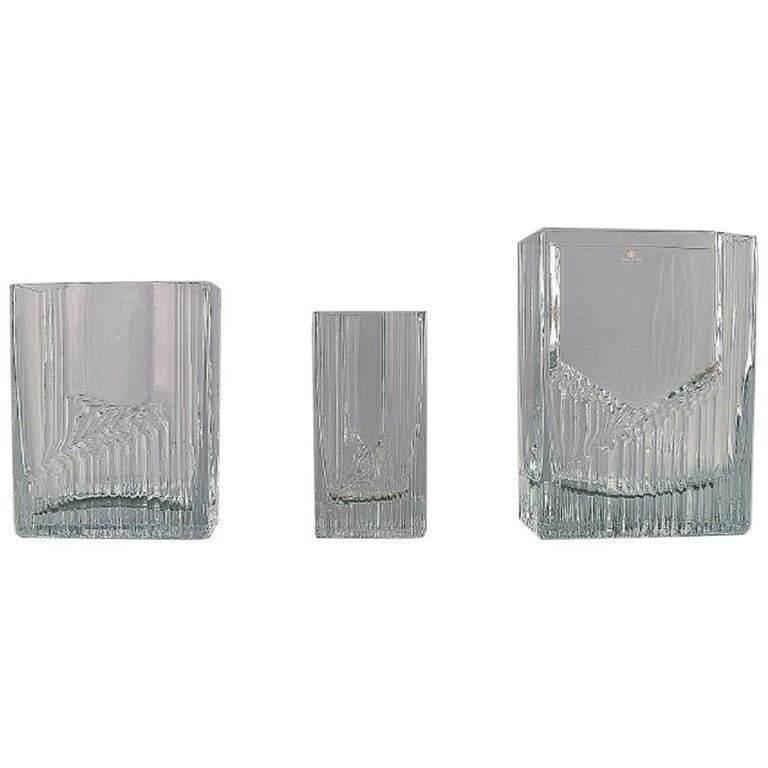 Tapio Wirkkala for Iittala, Three Vases in Art Glass, Finnish Design 1960s For Sale