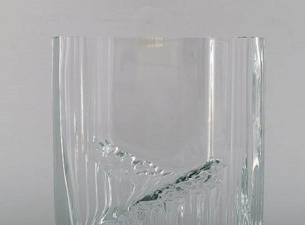 Scandinave moderne Tapio Wirkkala for Iittala:: Vase en verre d'art transparent:: design finlandais:: années 1960 en vente