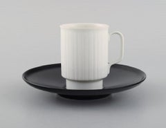 Tapio Wirkkala for Rosenthal, Five Porcelain Noire Mocha Cups with Saucers