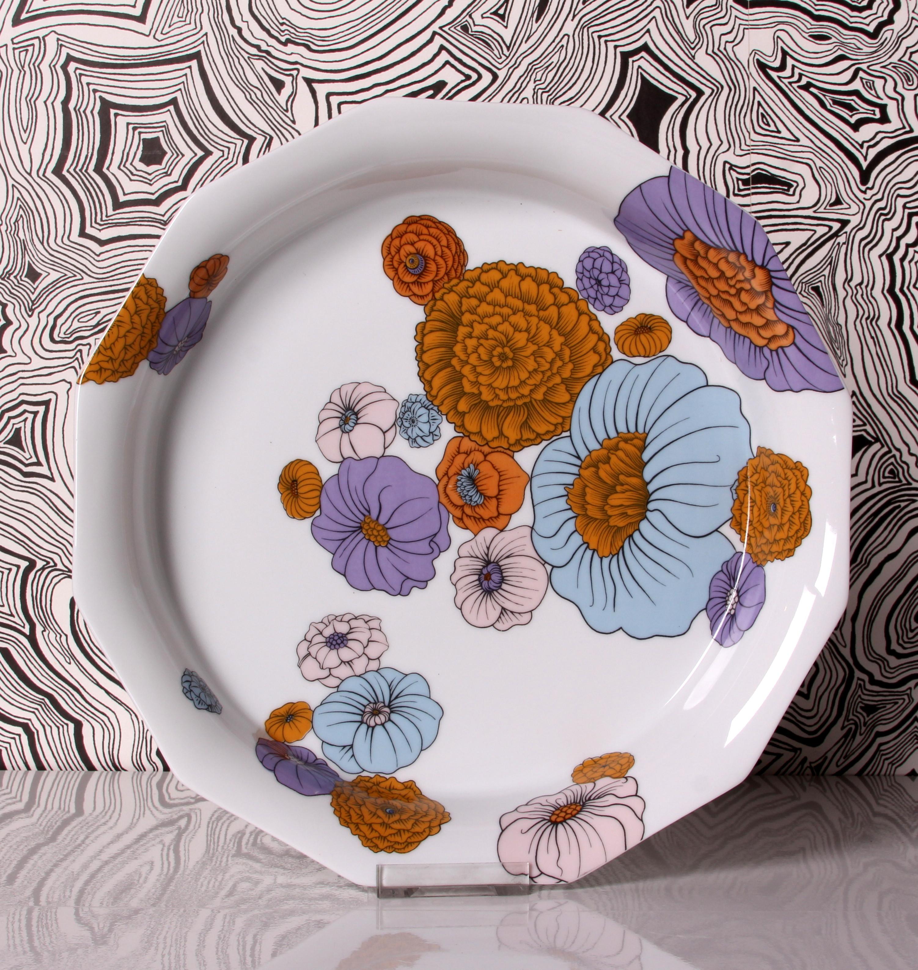 Pottery Tapio Wirkkala for ROSENTHAL POLYGON PATRAS huge bowl fruit plate Ø 29cm 1970s For Sale