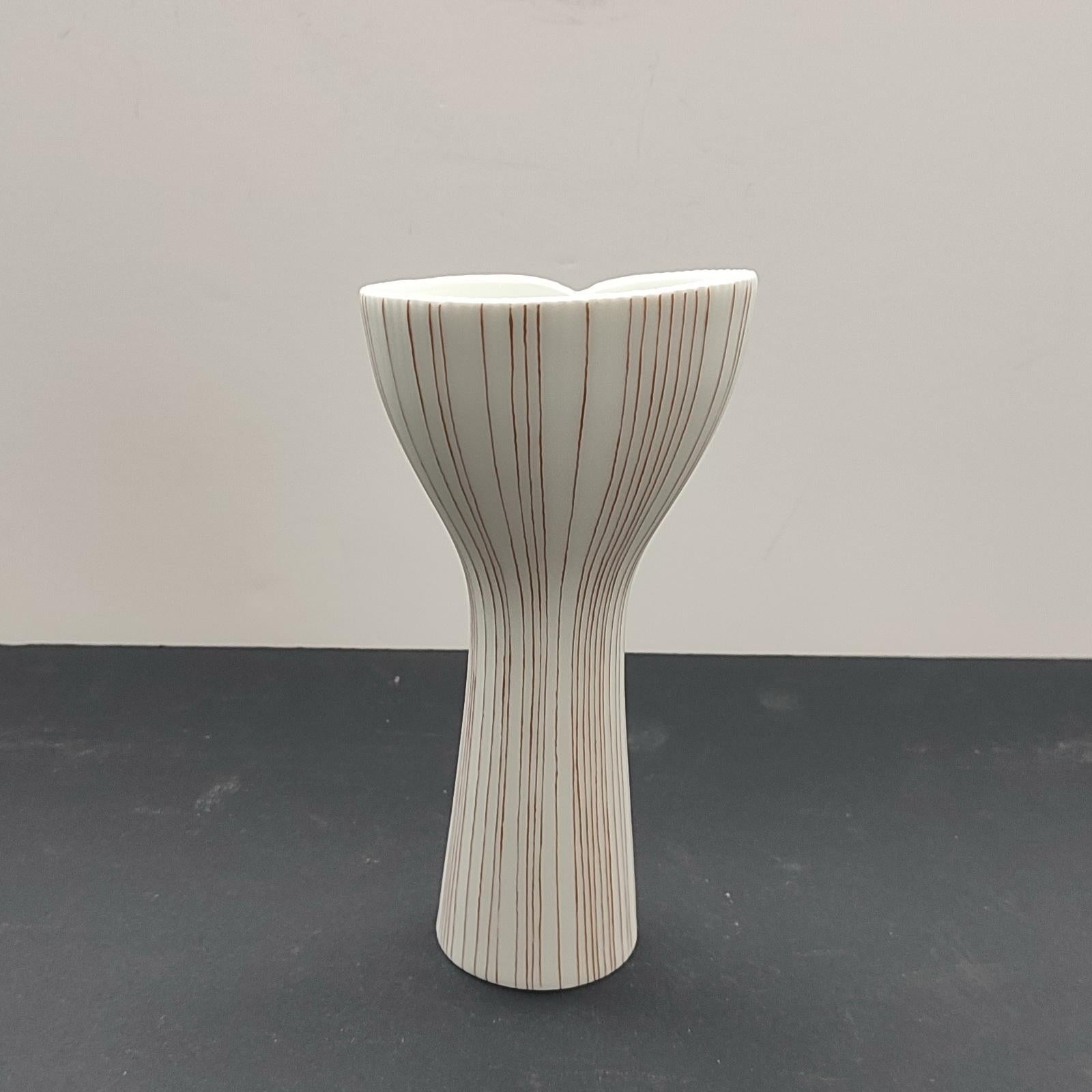 Painted Tapio Wirkkala for Rosenthal Porcelain Wide Mouth Vase, Western Germany, 1960s For Sale