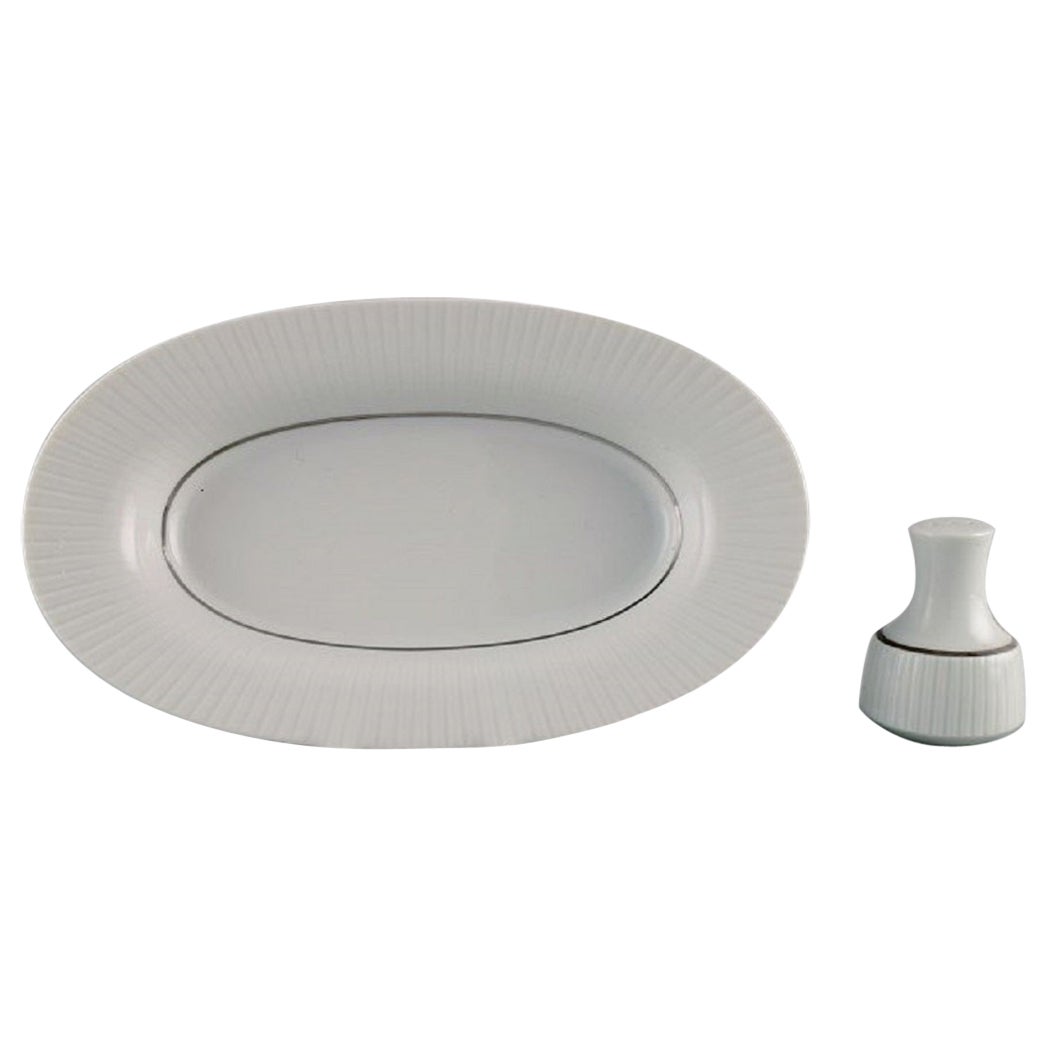 Tapio Wirkkala für Rosenthal, Seltene Modulation Salzstreuer und Schale aus Porzellan