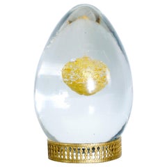 Tapio Wirkkala for Venini Glass Art Egg Sculpture with Gold, Italy