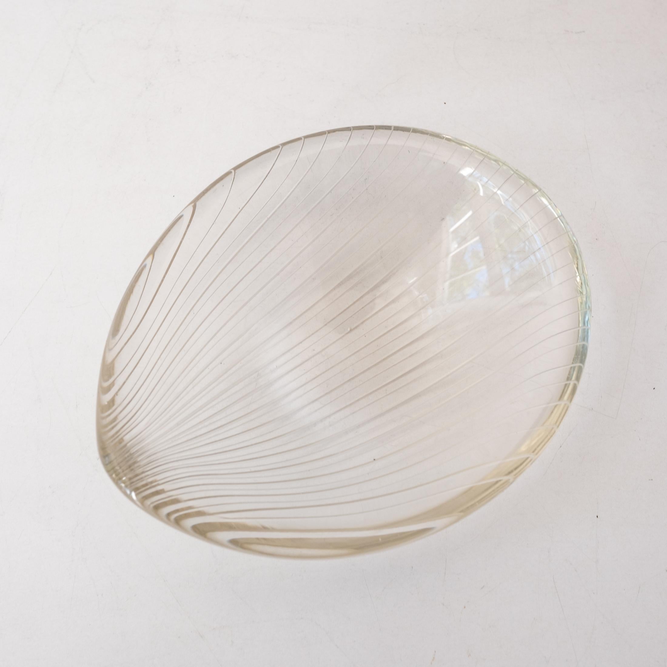 Tapio Wirkkala Glass Leaf Bowl Signed For Sale 2