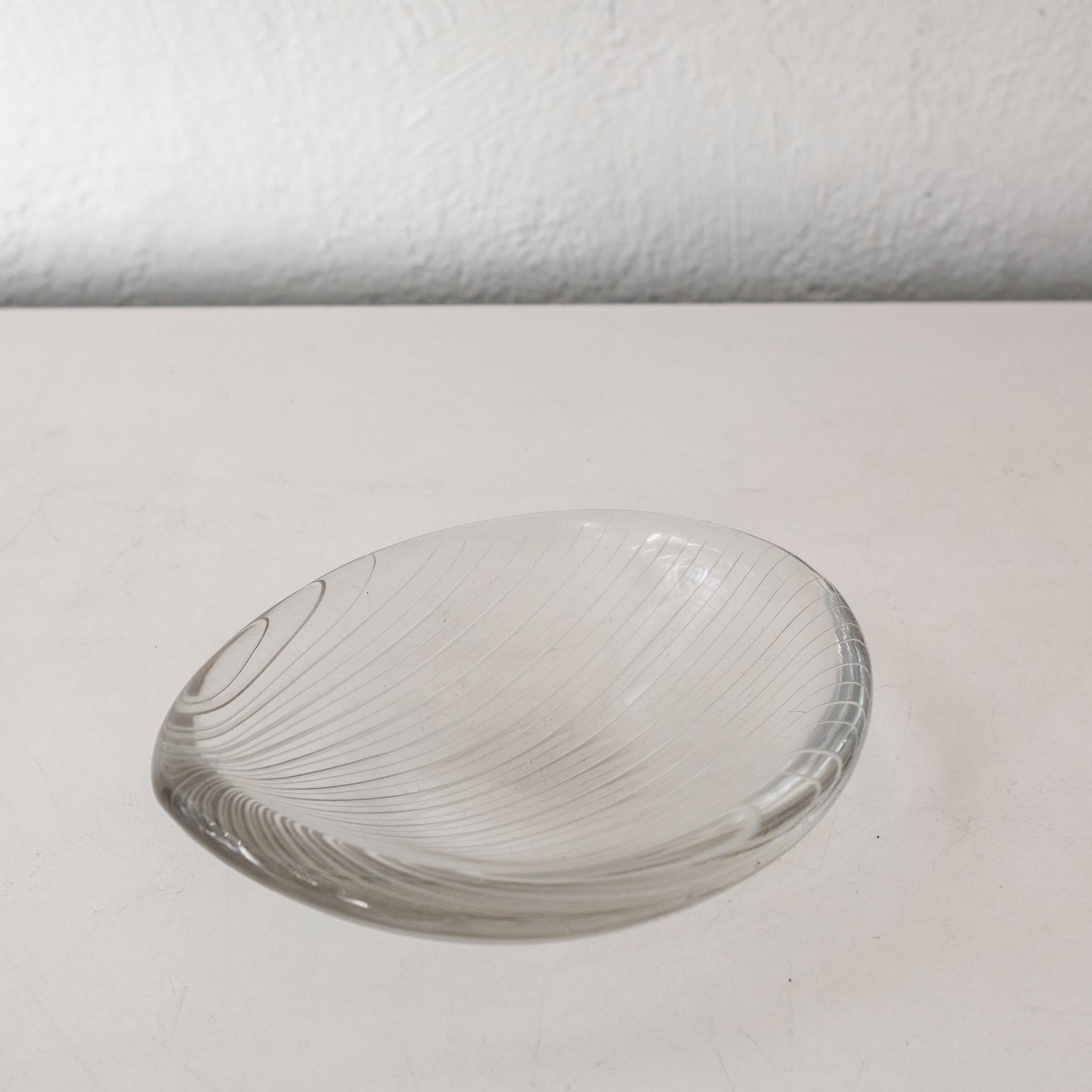 Mid-Century Modern Tapio Wirkkala Glass Leaf Bowl Signed For Sale