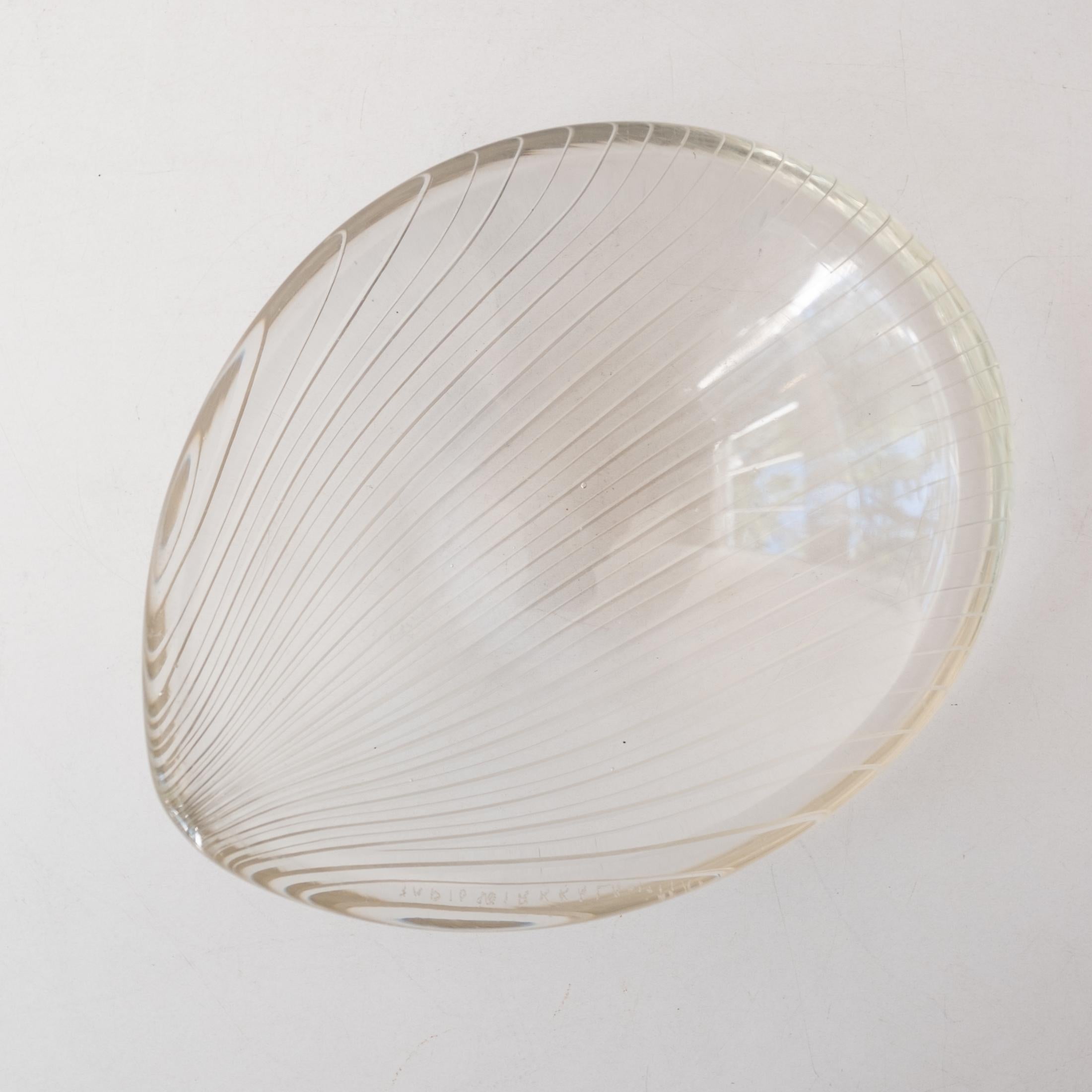 Finnish Tapio Wirkkala Glass Leaf Bowl Signed For Sale