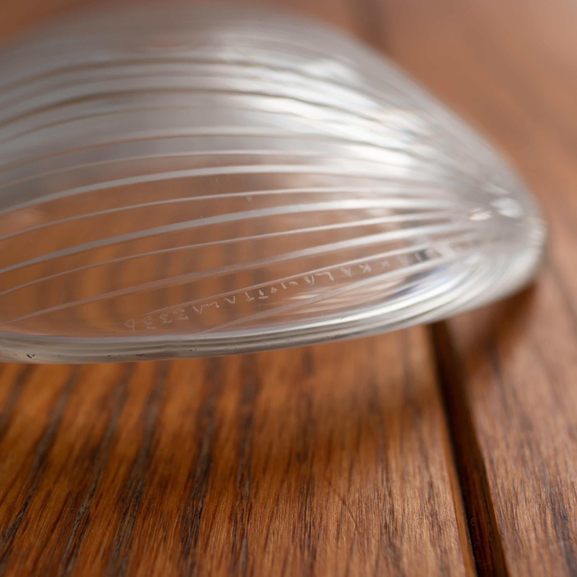 Crystal Tapio Wirkkala Glass Leaf Bowl Signed For Sale