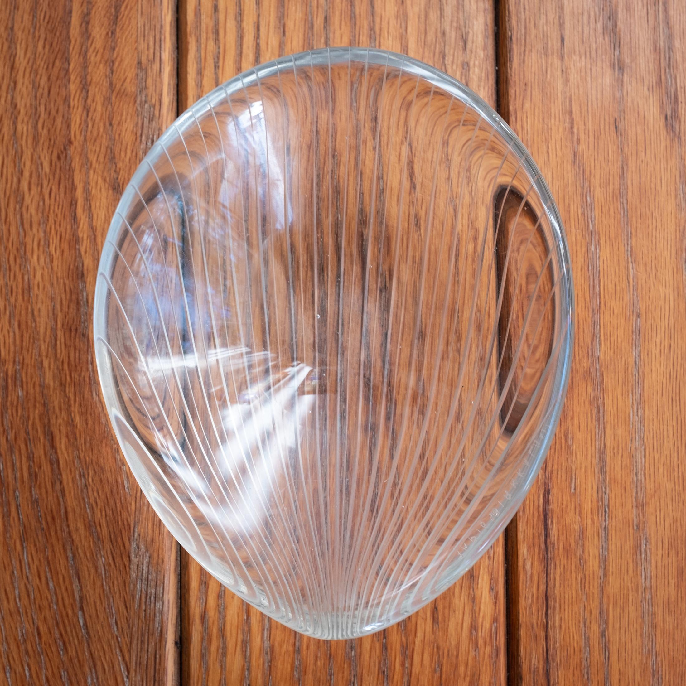 Crystal Tapio Wirkkala Glass Leaf Bowl Signed For Sale