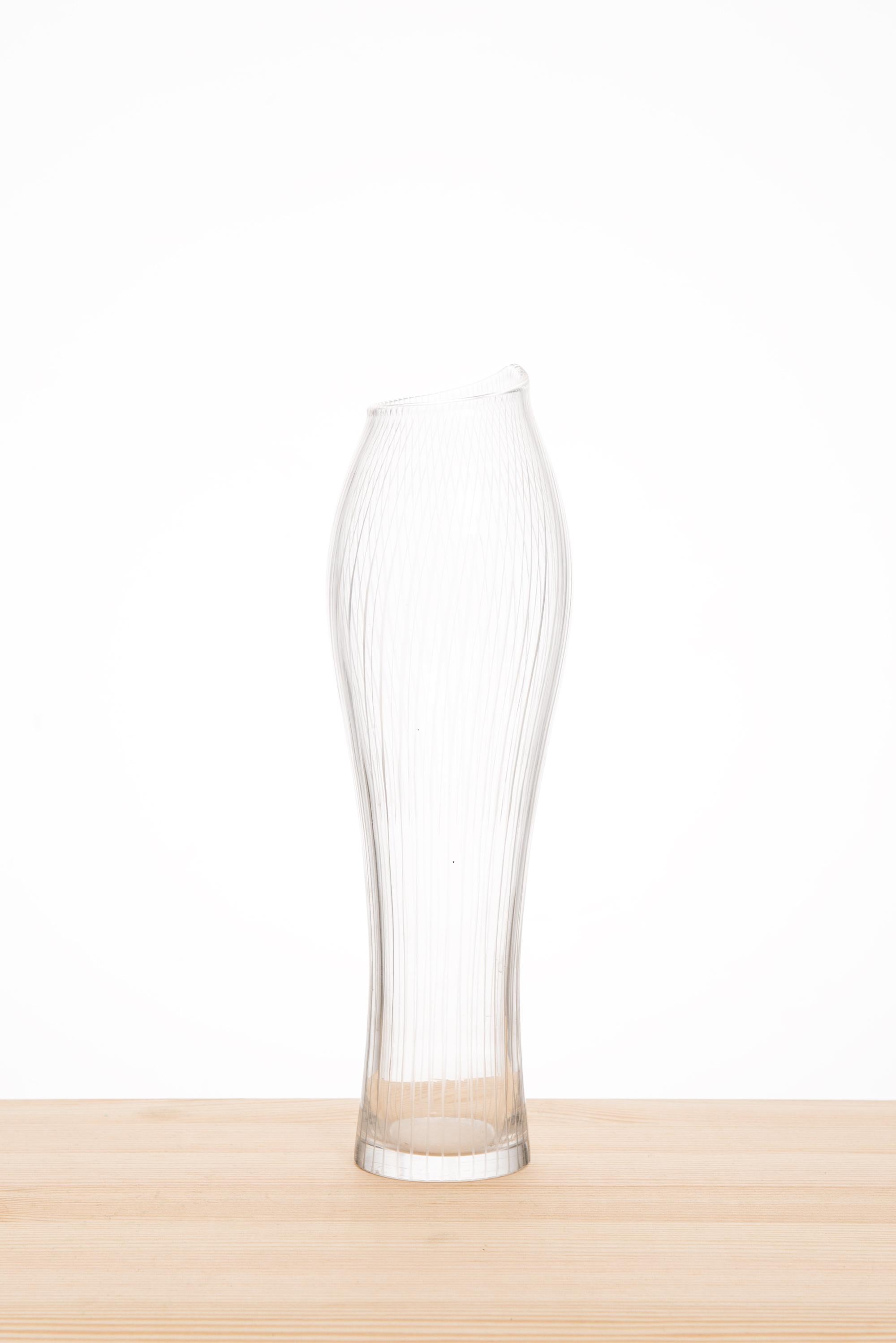 Rare glass vase designed by Tapio Wirkkala. Produced by Iittala in Finland.