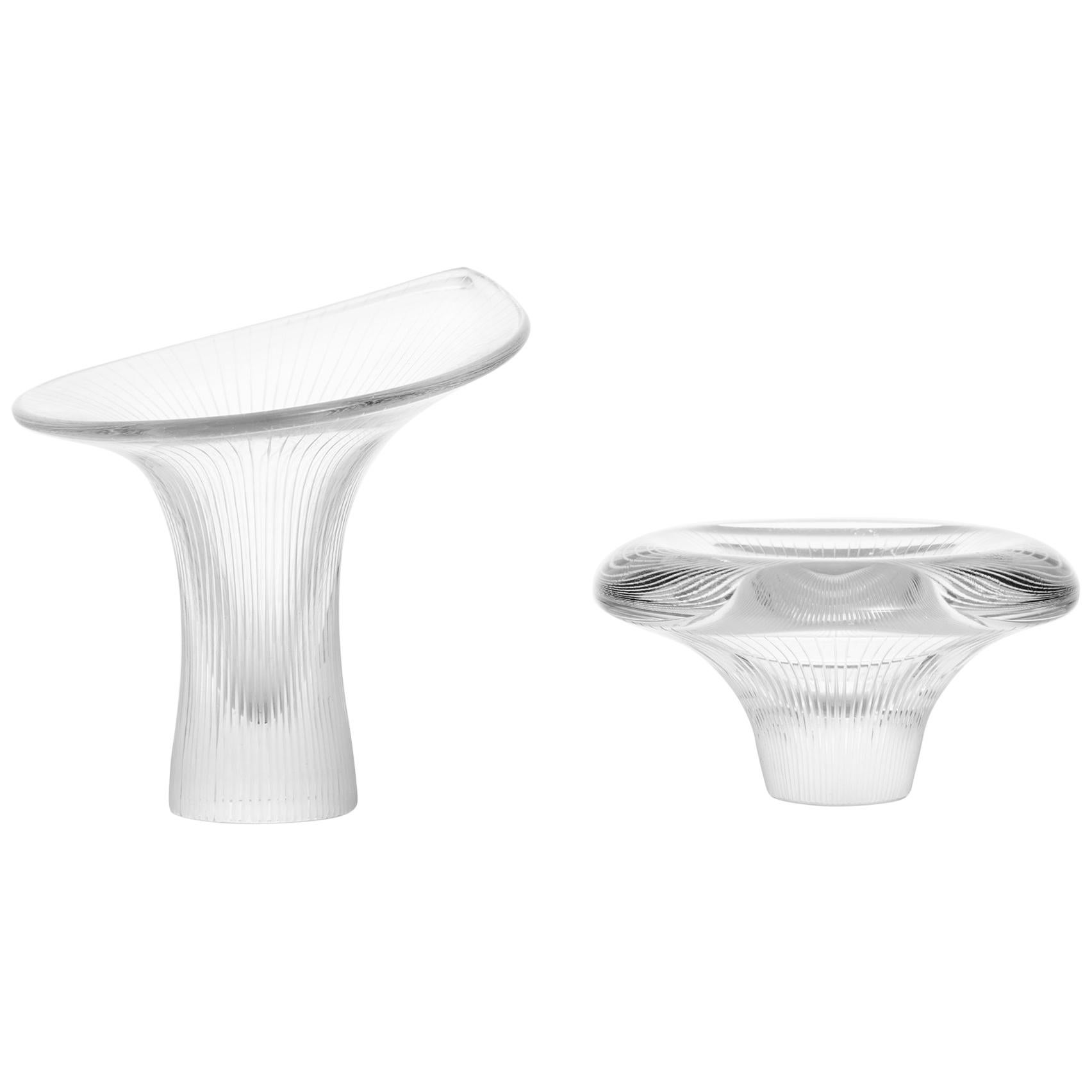 Tapio Wirkkala Glass Vases Kantarelli Produced by Iittala in Finland