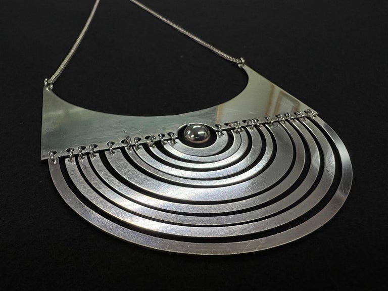 Collier Pendentif Pleine Lune En Argent 830 Par Tapio Wirkkala - Design Scandinave Vintage