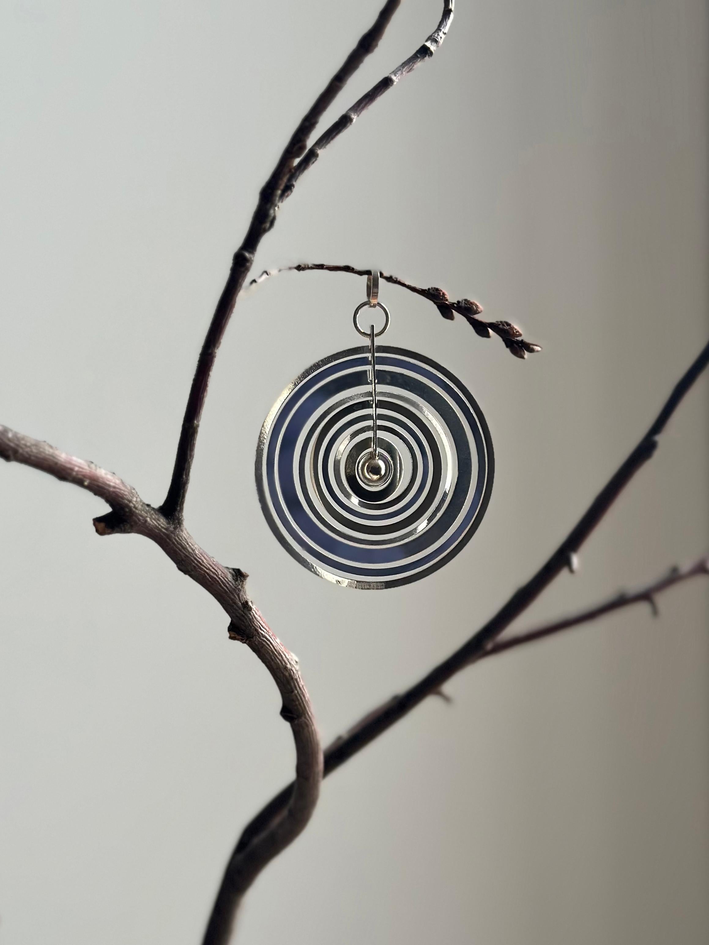 Scandinavian Modern Tapio Wirkkala Kinetic Silver Moon Hopeakuu Pendant, 1974 For Sale