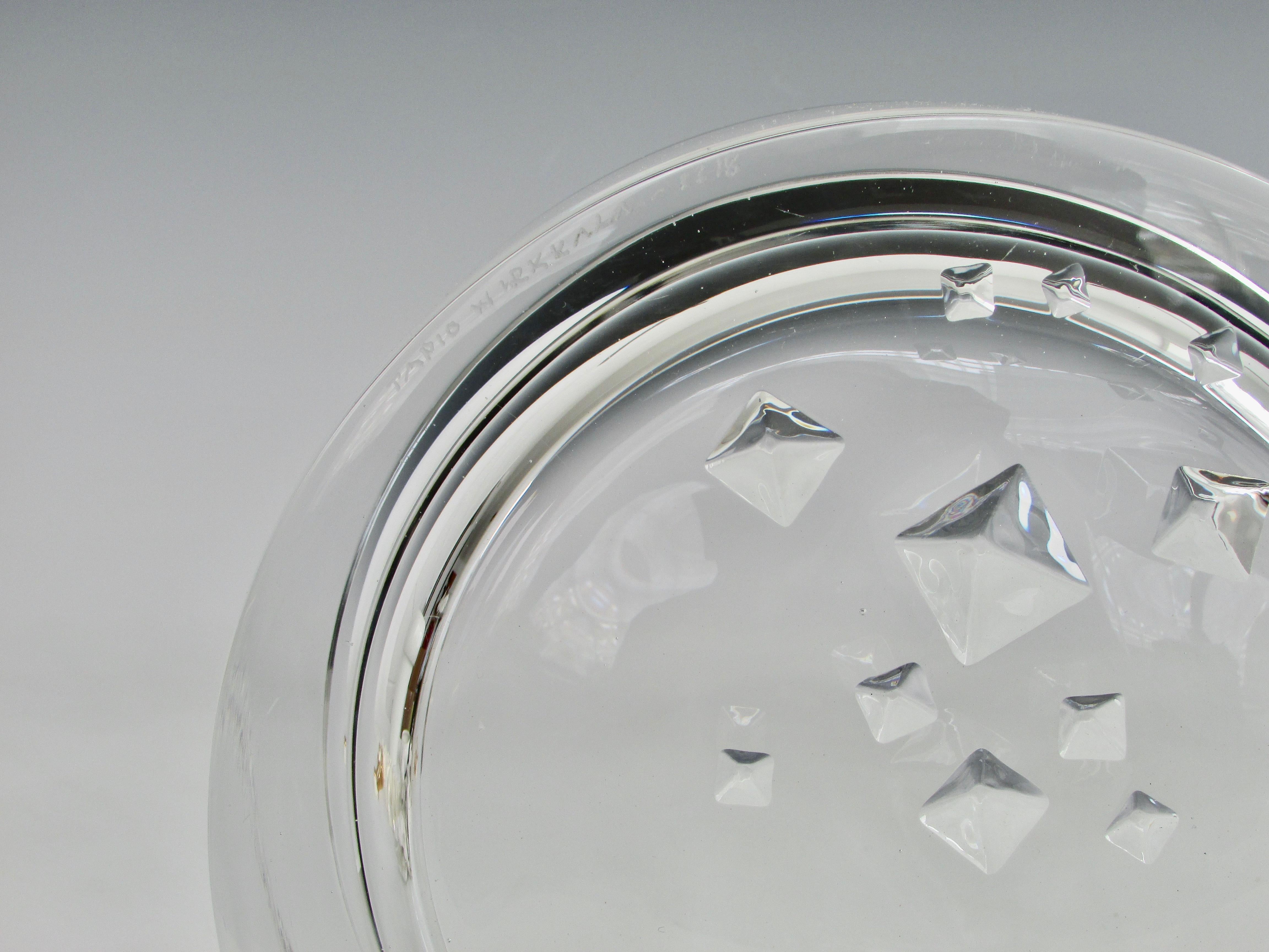Tapio Wirkkala Lead Crystal Glass Bowl with Incised Geometric Design For Sale 5