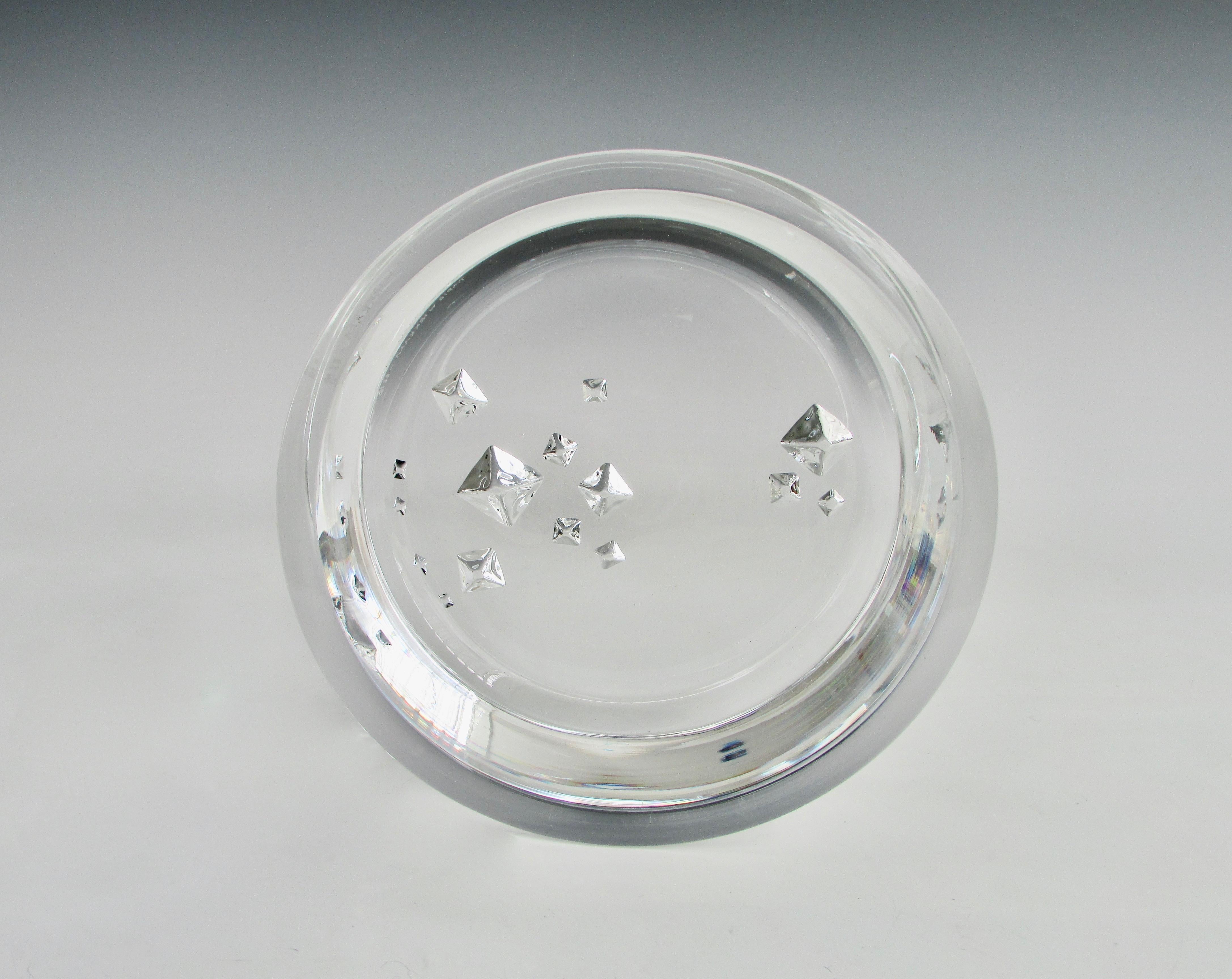 Tapio Wirkkala Lead Crystal Glass Bowl with Incised Geometric Design For Sale 3