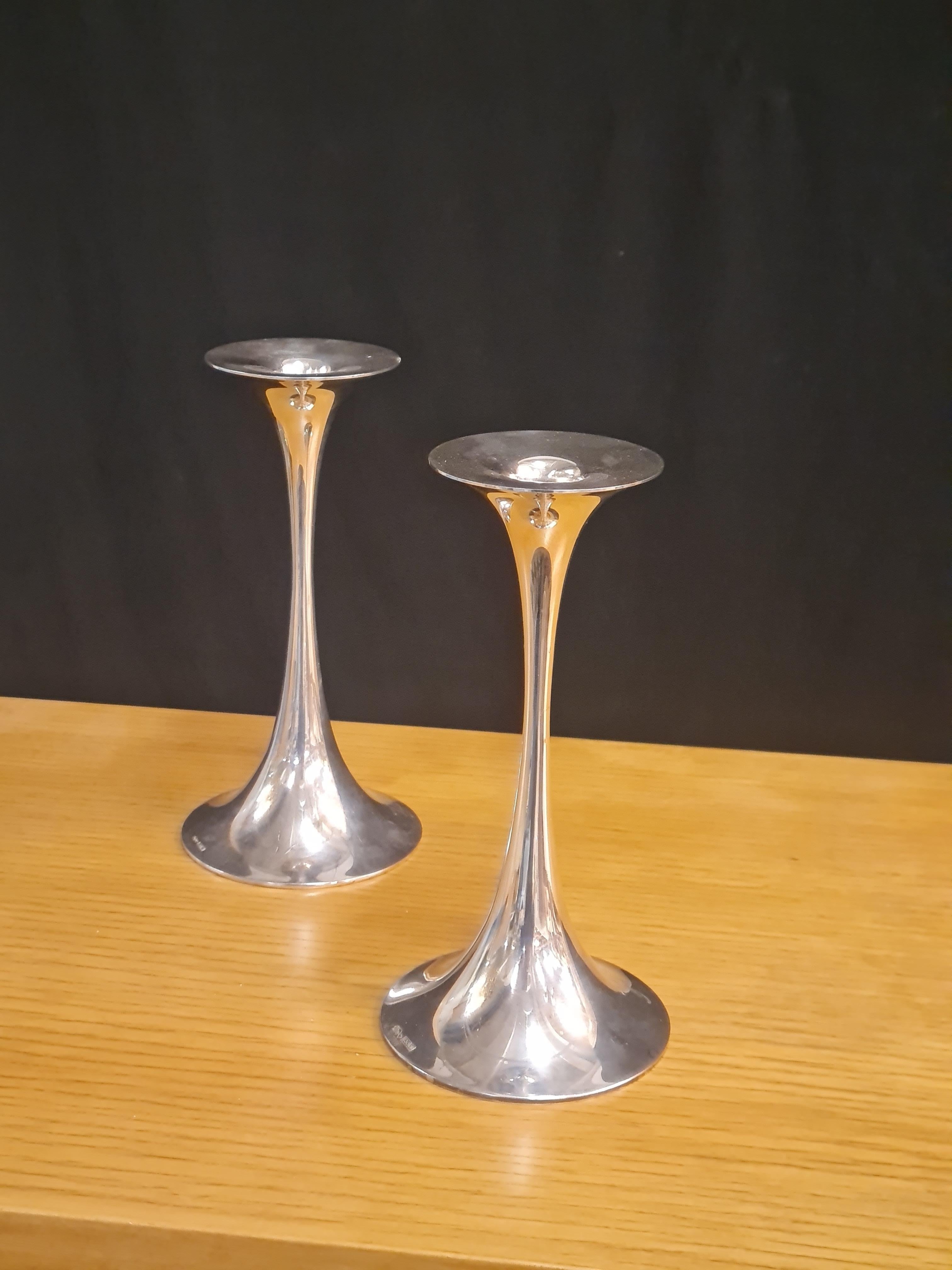 Tapio Wirkkala Pair of Candle Holders In Silver, Kultakeskus Oy  For Sale 3