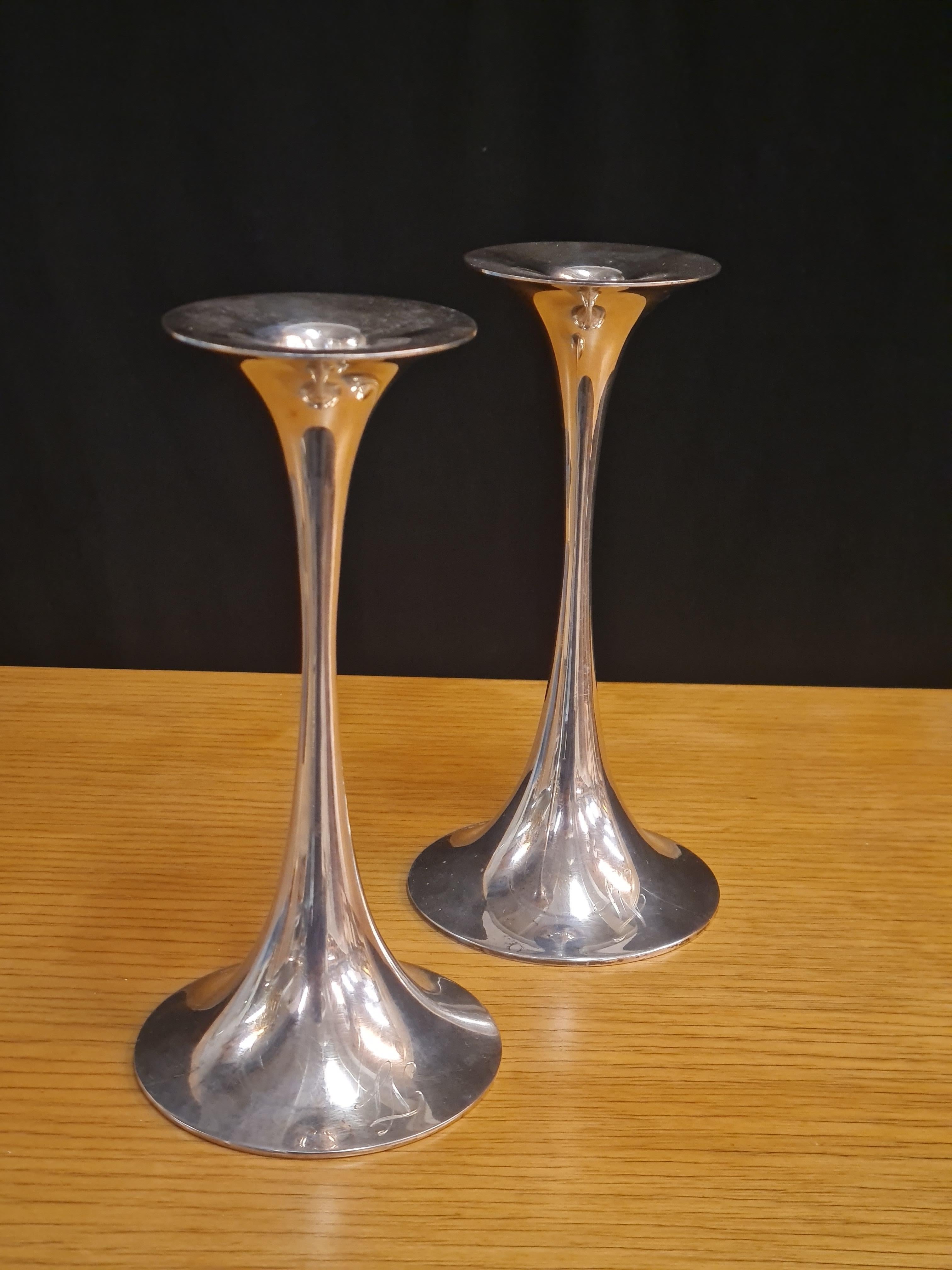 Tapio Wirkkala Pair of Candle Holders In Silver, Kultakeskus Oy  In Good Condition For Sale In Helsinki, FI